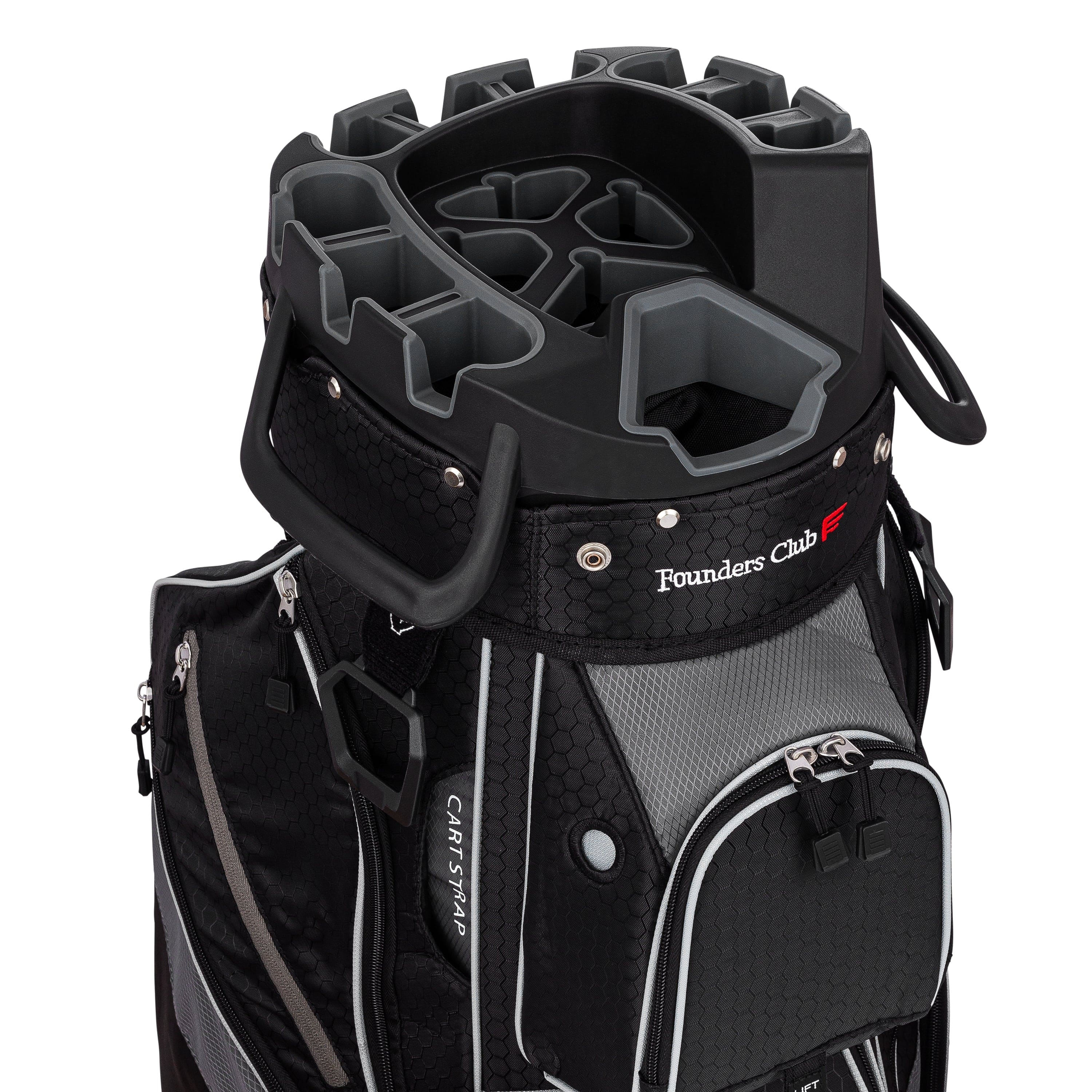 golf bag rain hood snap on Founders Club 4th Generation Player Series Club Lock Organizer Golf Cart Bag for Men with 14 Way Anti Rattle Divider Top- Free Snap On Rain Hood-Full