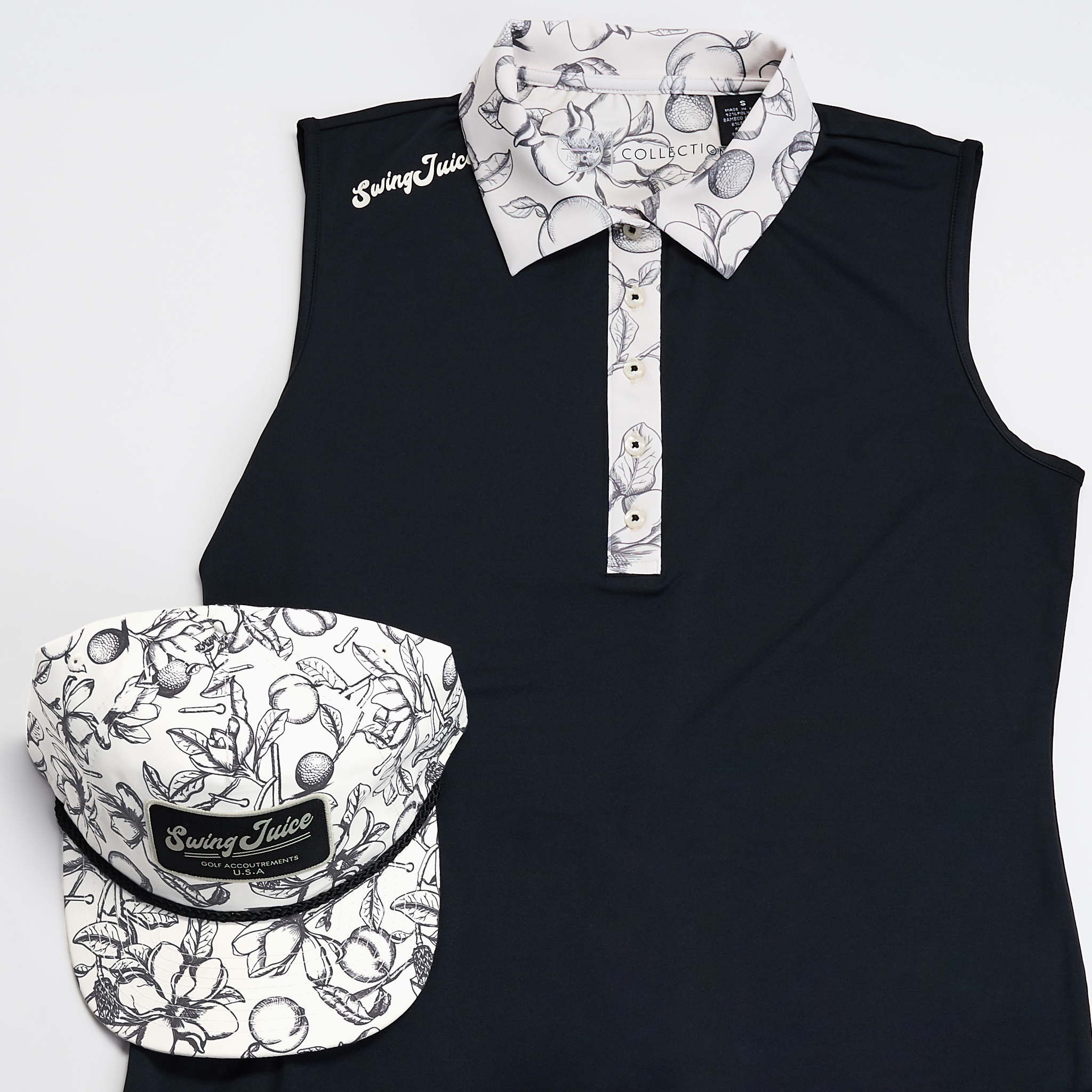 Golf Magnolia Toile Unisex Rope Hat Ivory O/S