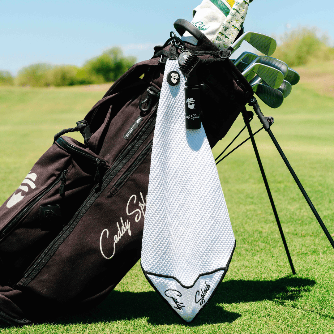 Magnetic Golf Towel with Ball Pocket - (White)