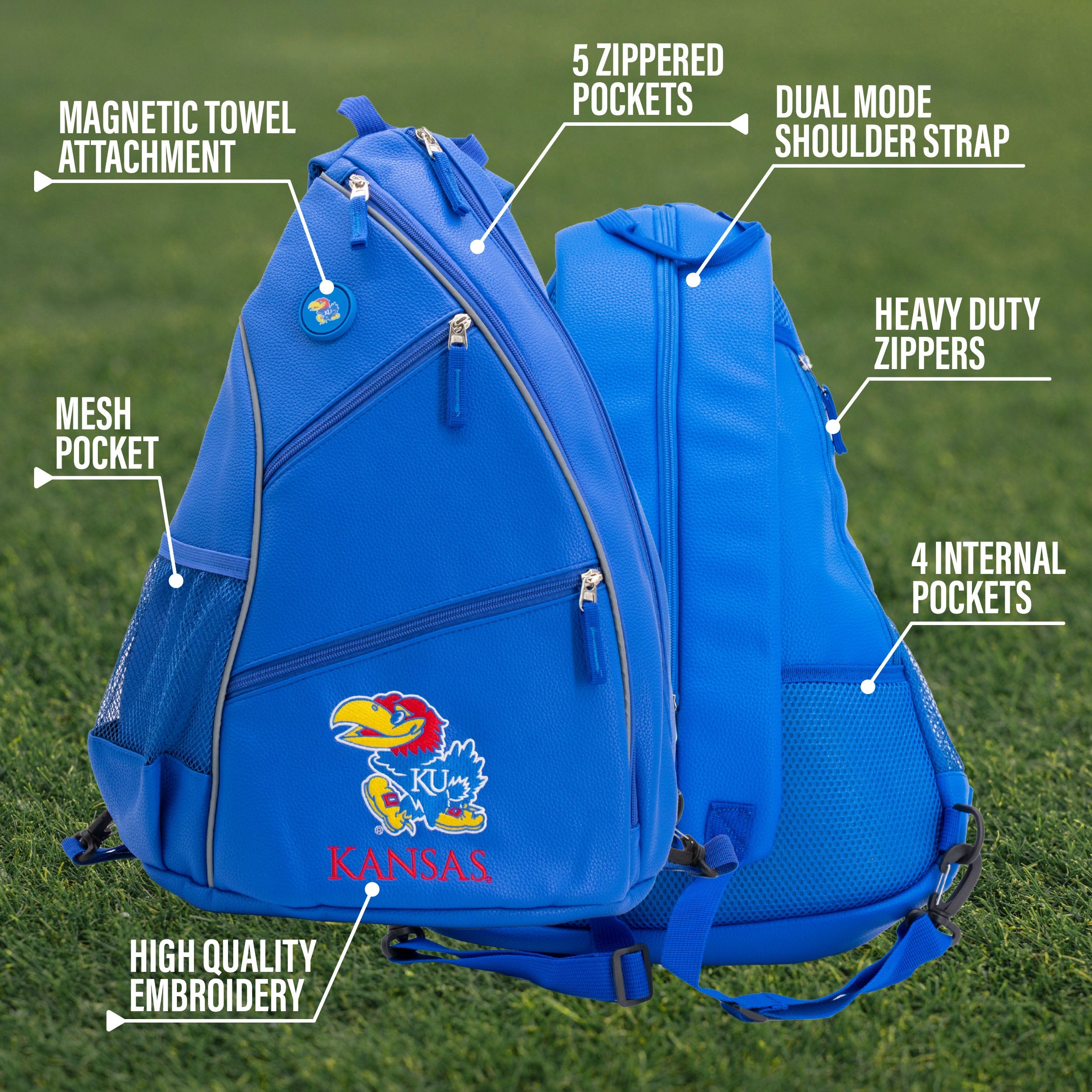 Kansas Jayhawks PU Leather Backpack