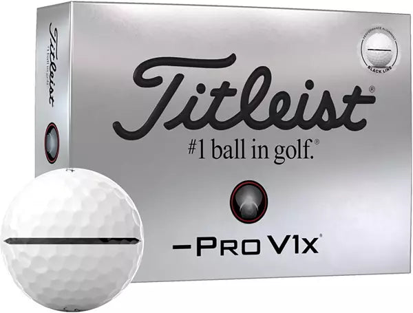 Titleist 2025 Pro V1x Left Dash Performance Alignment Black Golf Balls