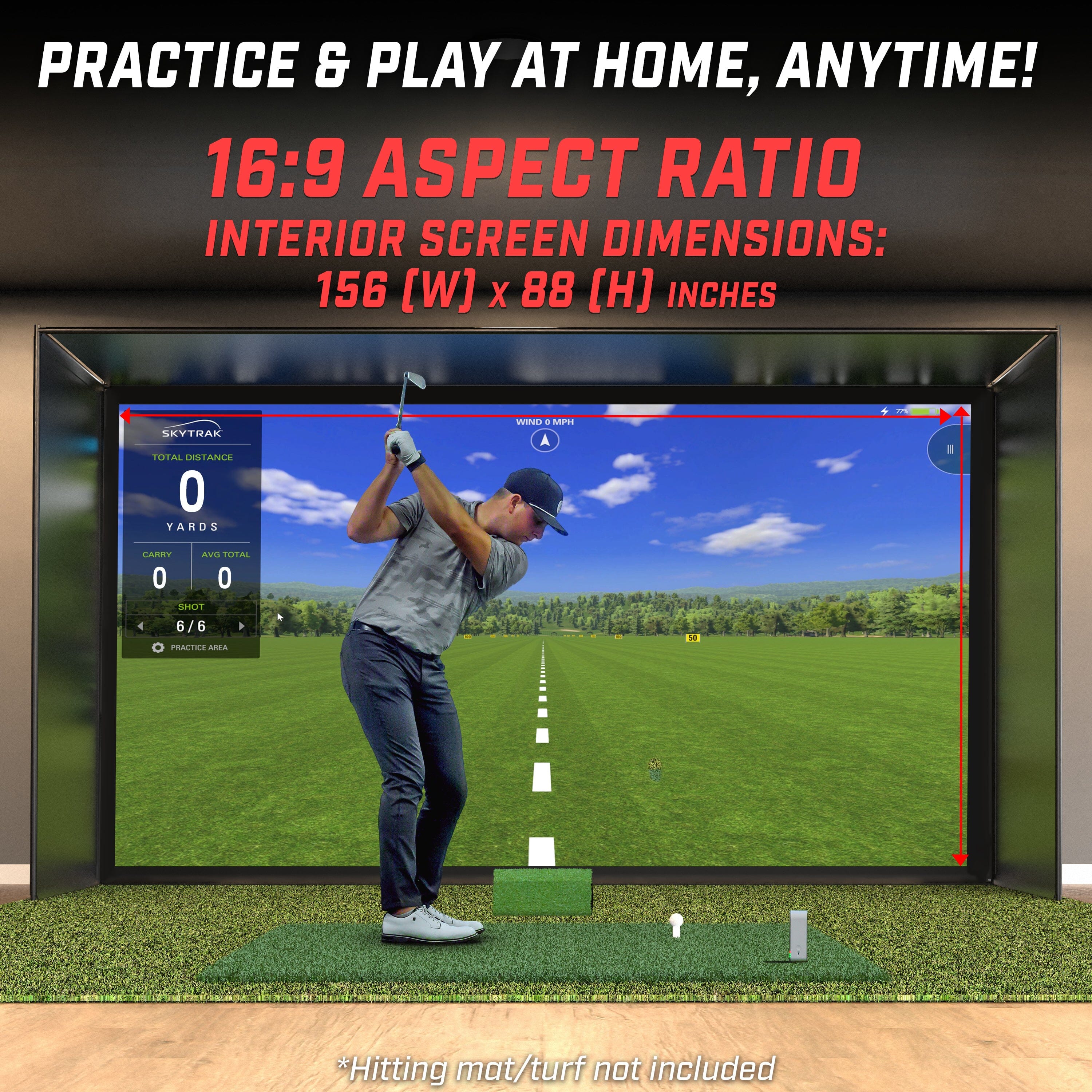 GoSports 14 x 8 ft Golf Simulator Enclosure Net - Complete Set with Frame and HD Impact Screen Kit