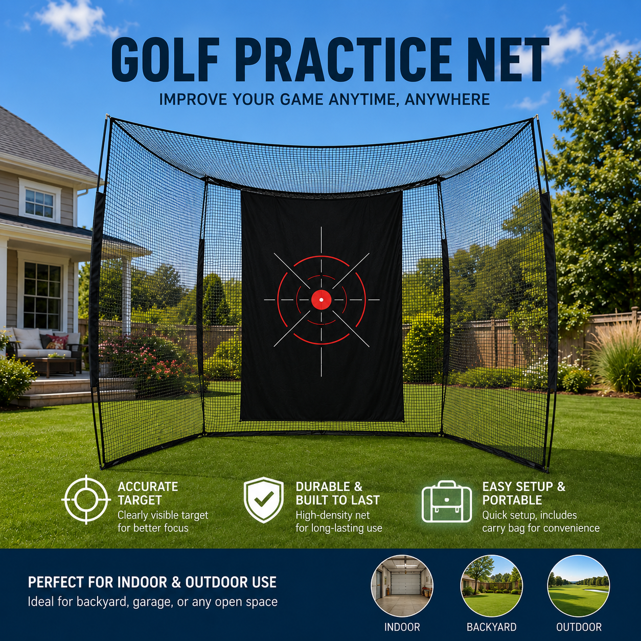 Golf Range Cage – 10 × 8 × 5 ft
