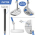 PGA TOUR® Juniors Left Handed Blue Golf Club Set by Golfgen® for Player Heights 4'8" - 5'3" | Complete Junior Golf Club Set