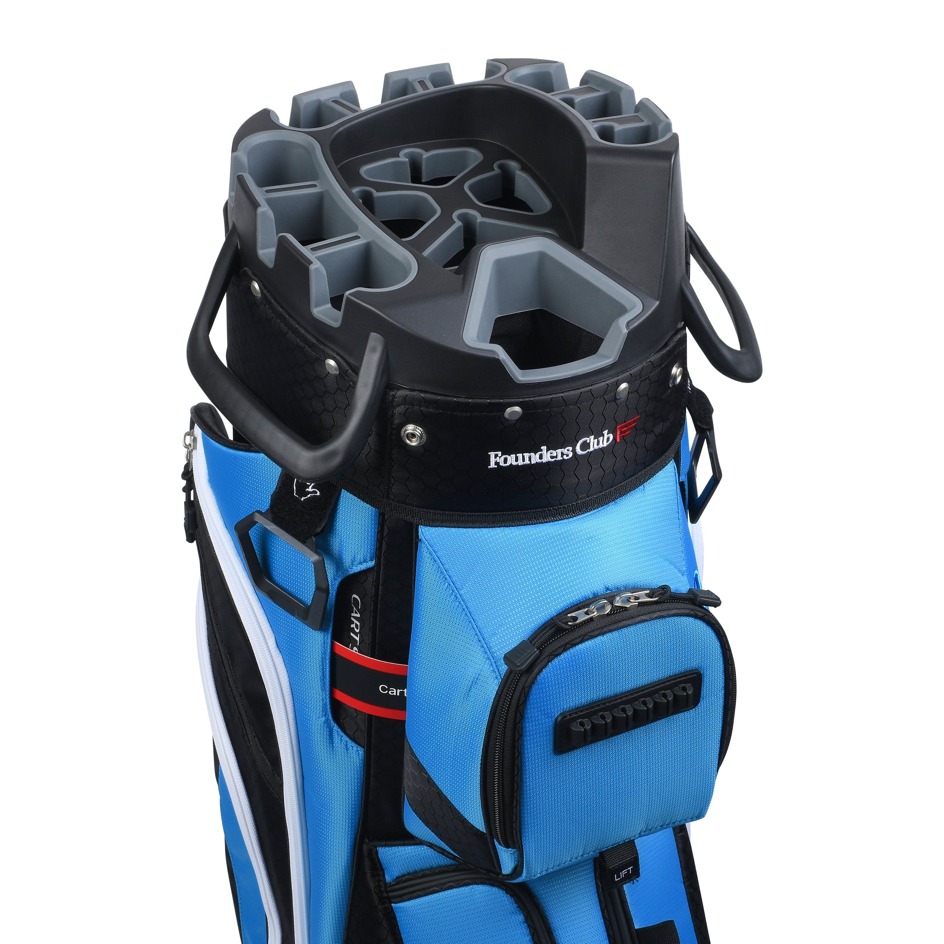 golf cart bag rain hood Founders Club 4th Generation Tour Series Club Lock Organizer Golf Cart Bag for Men with 14 Way Anti Rattle Divider Top- Free Snap On Rain Hood-Full Le