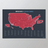 United States Push Pin Map: Top 250 Golf Courses (Red)