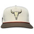 Longhorn Golf Hat | Snapback Cap | Built-in Magnetic Ball Marker Holder + Marker Included | Adjustable Tan Bull Skull