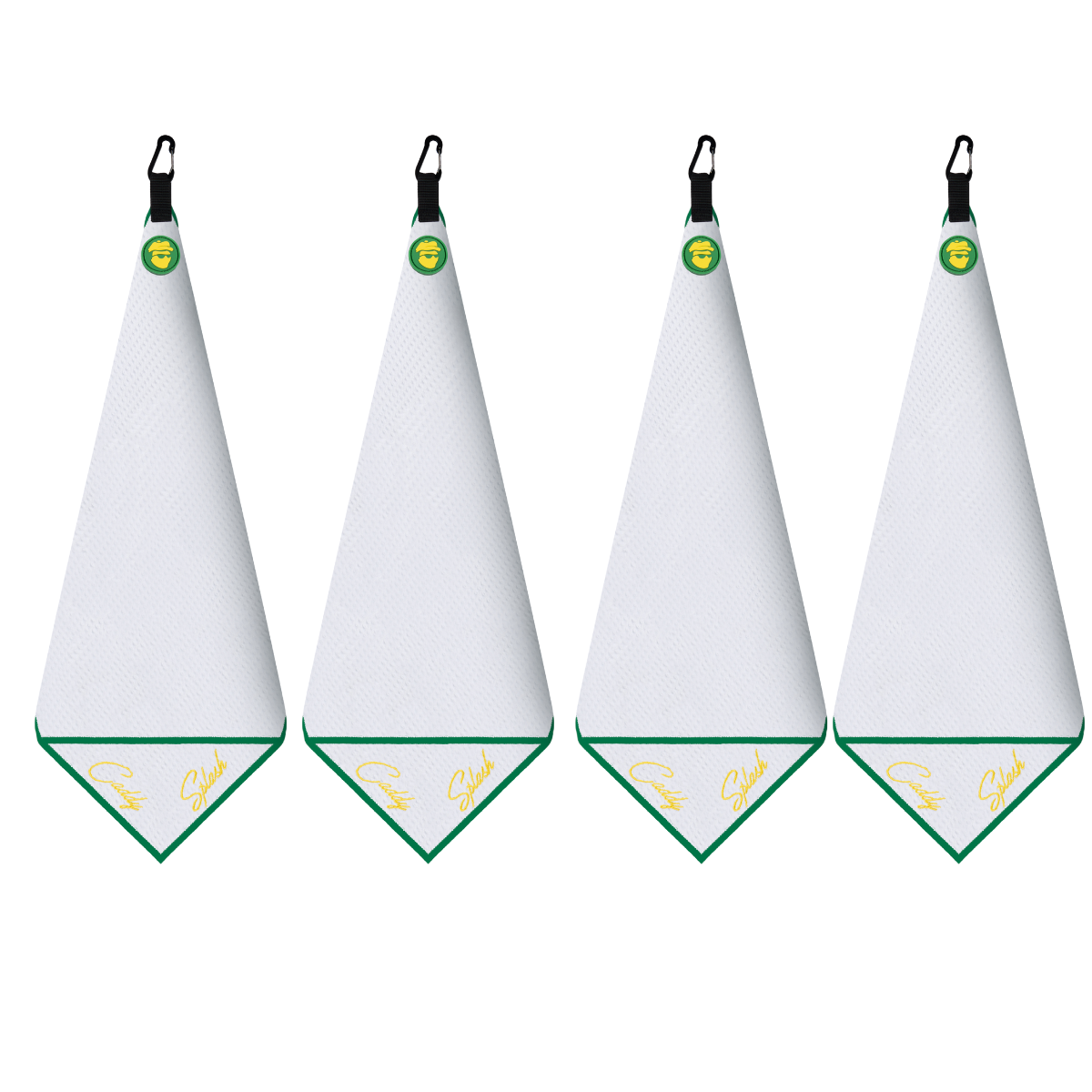 Magnetic Golf Towel with Ball Pocket - (Green/Yellow)