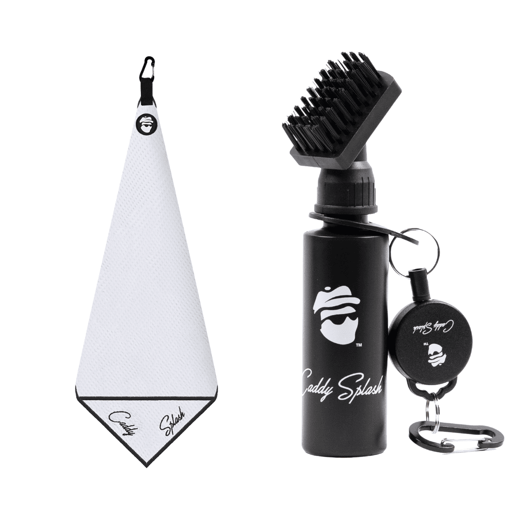 Golf Pocket Mag Towel - White + Original Golf Club Water Brush - Black