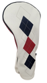 Classic Argyle Red, White & Blue Embroidered Driver Headcover by ReadyGOLF