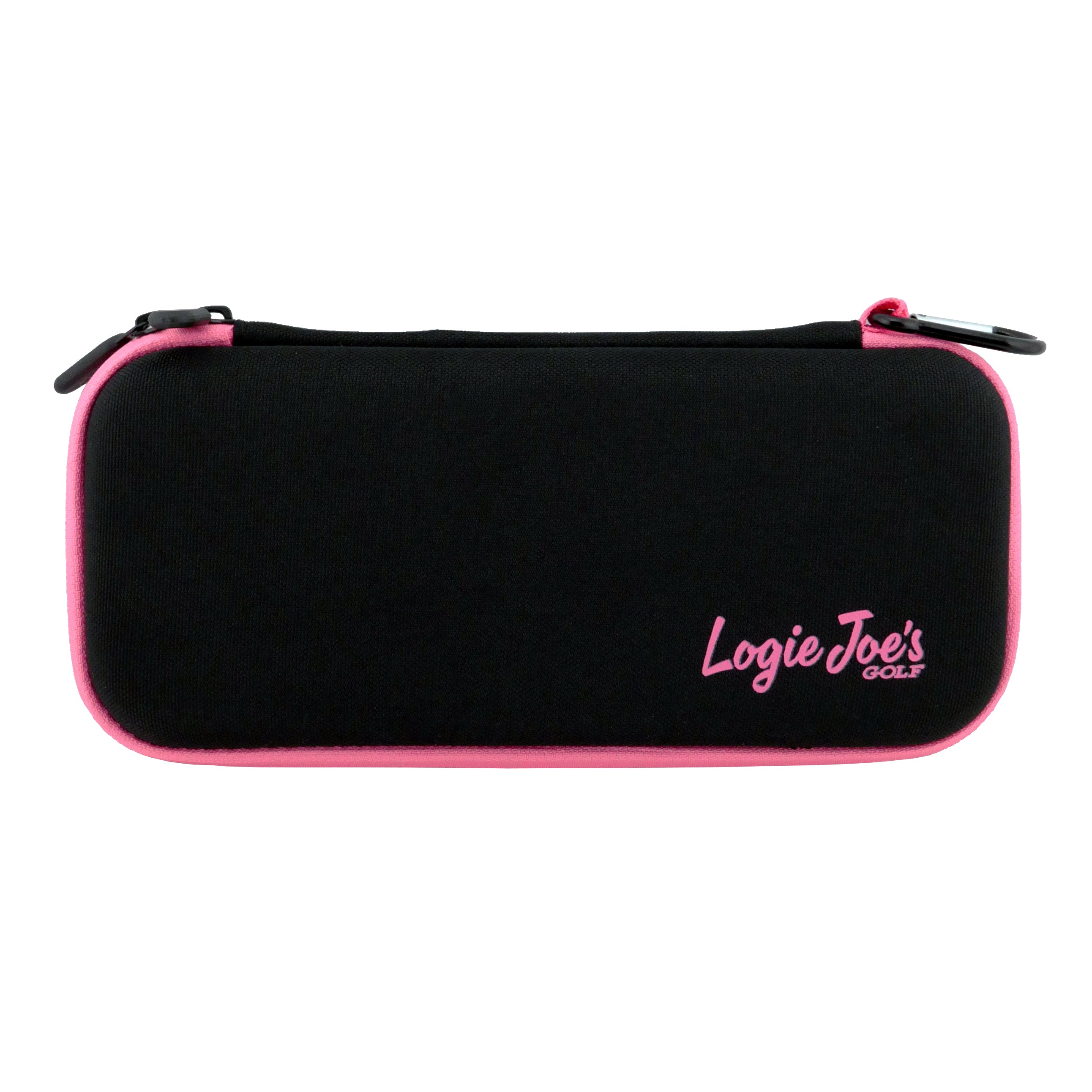 Black/Pink Golf Accessory Case | Zippered Organizer for Ball Markers, Tees, Divot Tools & Glove | Portable Golf Storage Case | Hard Shell Travel Case for Golf Accessories