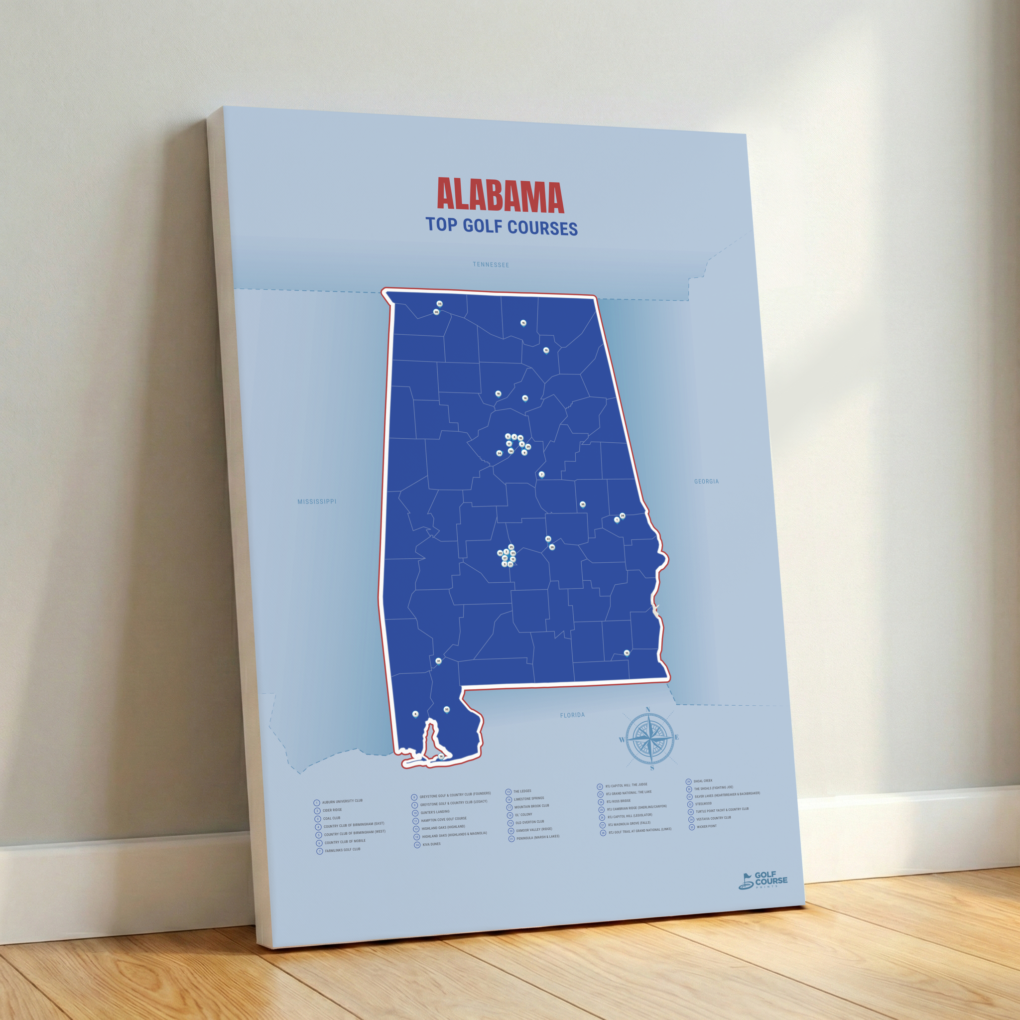 Map of Alabama Golf Courses