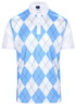Classic Argyle Sky Blue & White Mens Golf Polo Shirt by ReadyGOLF
