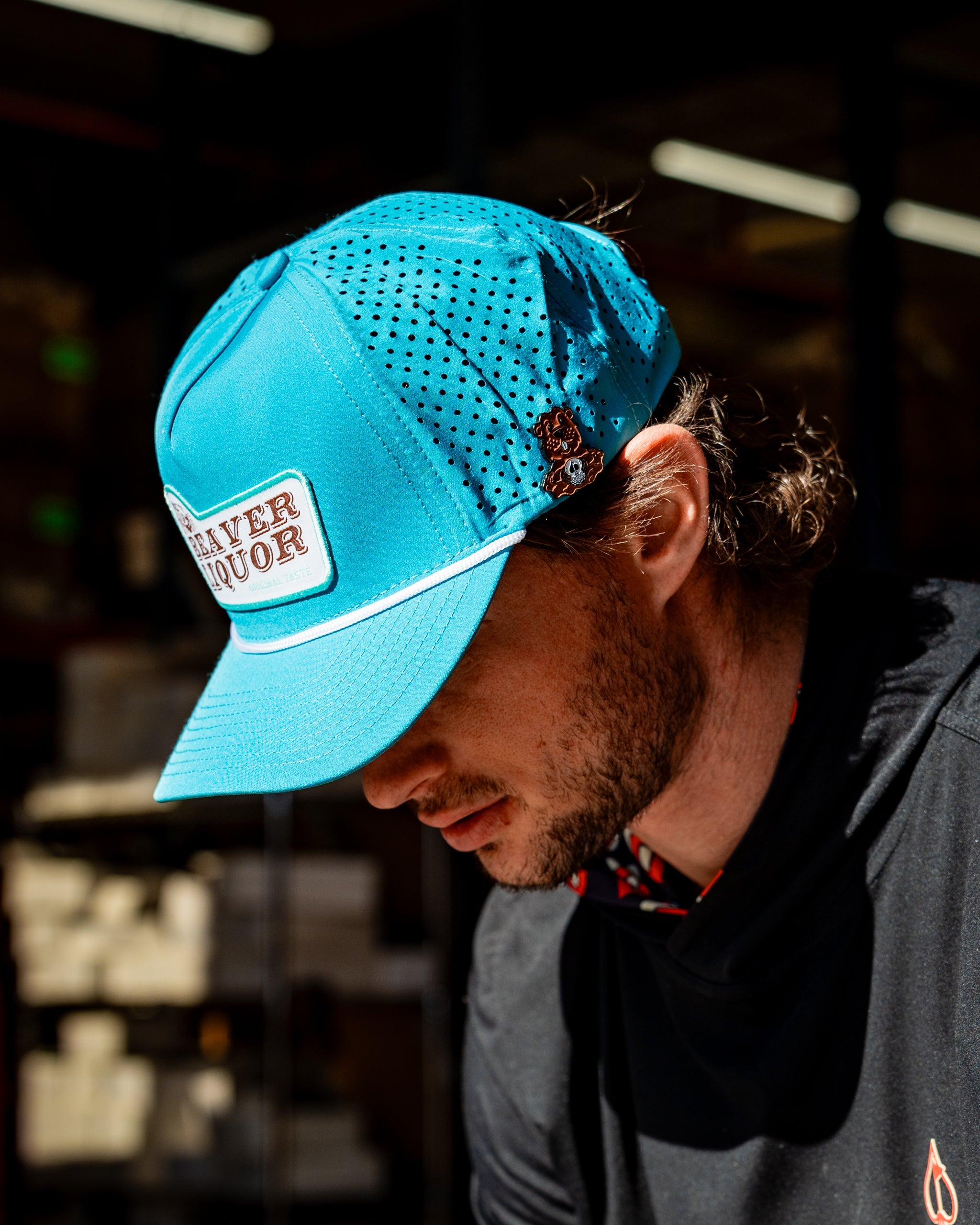 Perforated Rope Hat - Beaver Liquor - Baby Blue