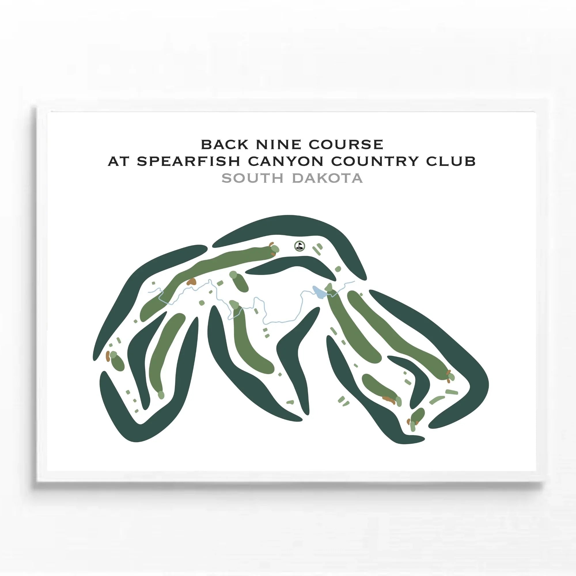 Back Nine Course at Spearfish Canyon Country Club, South Dakota - Printed Golf Courses