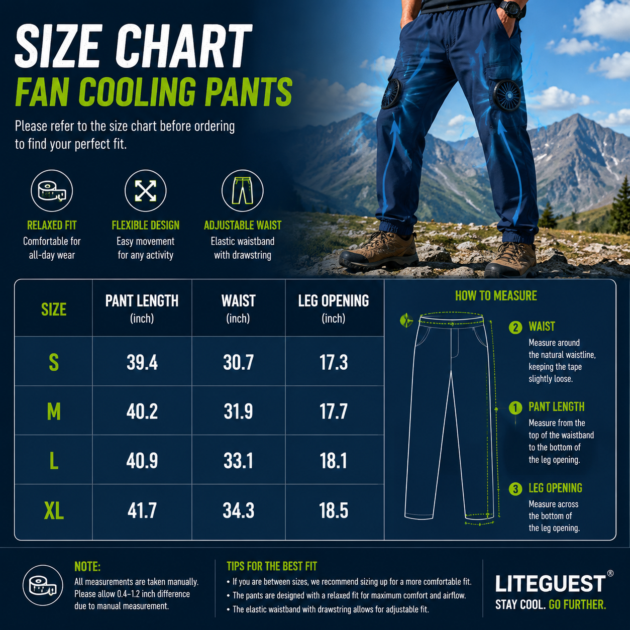 LITEGUEST Fan Cooling Pants | USB Powered Active Cooling for Outdoors