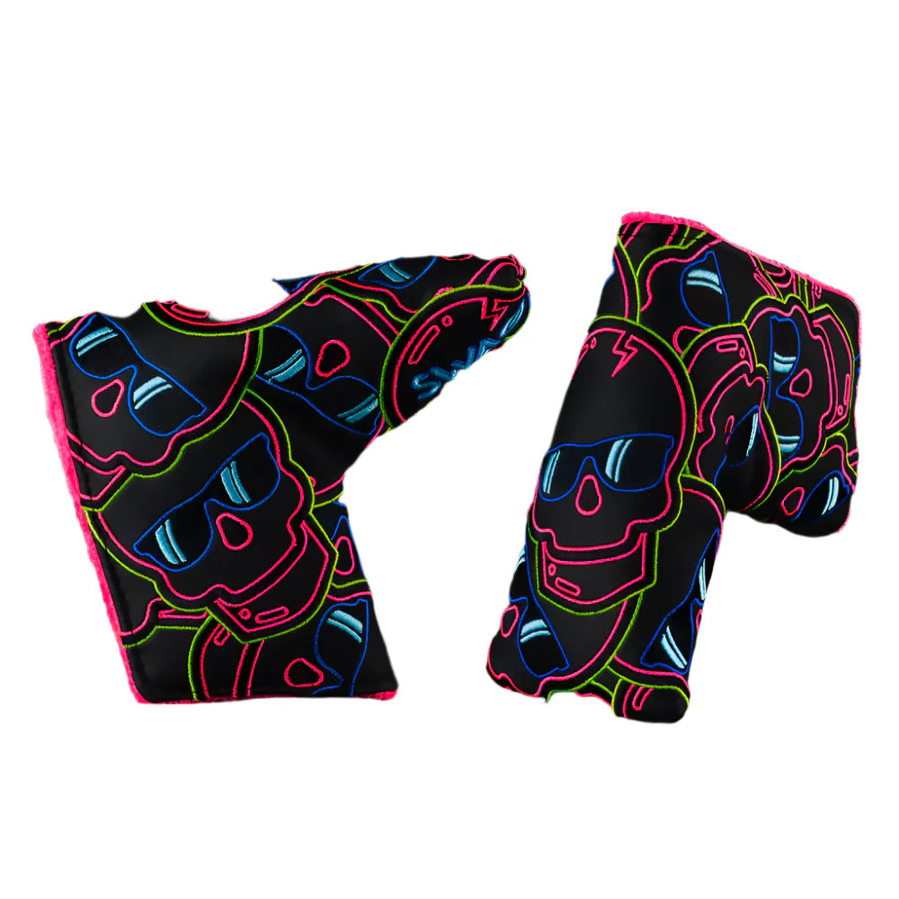 Swag Golf - Stacked Skull Golf Eclipse Black & Pink Multicolor Blade Putter Headcover