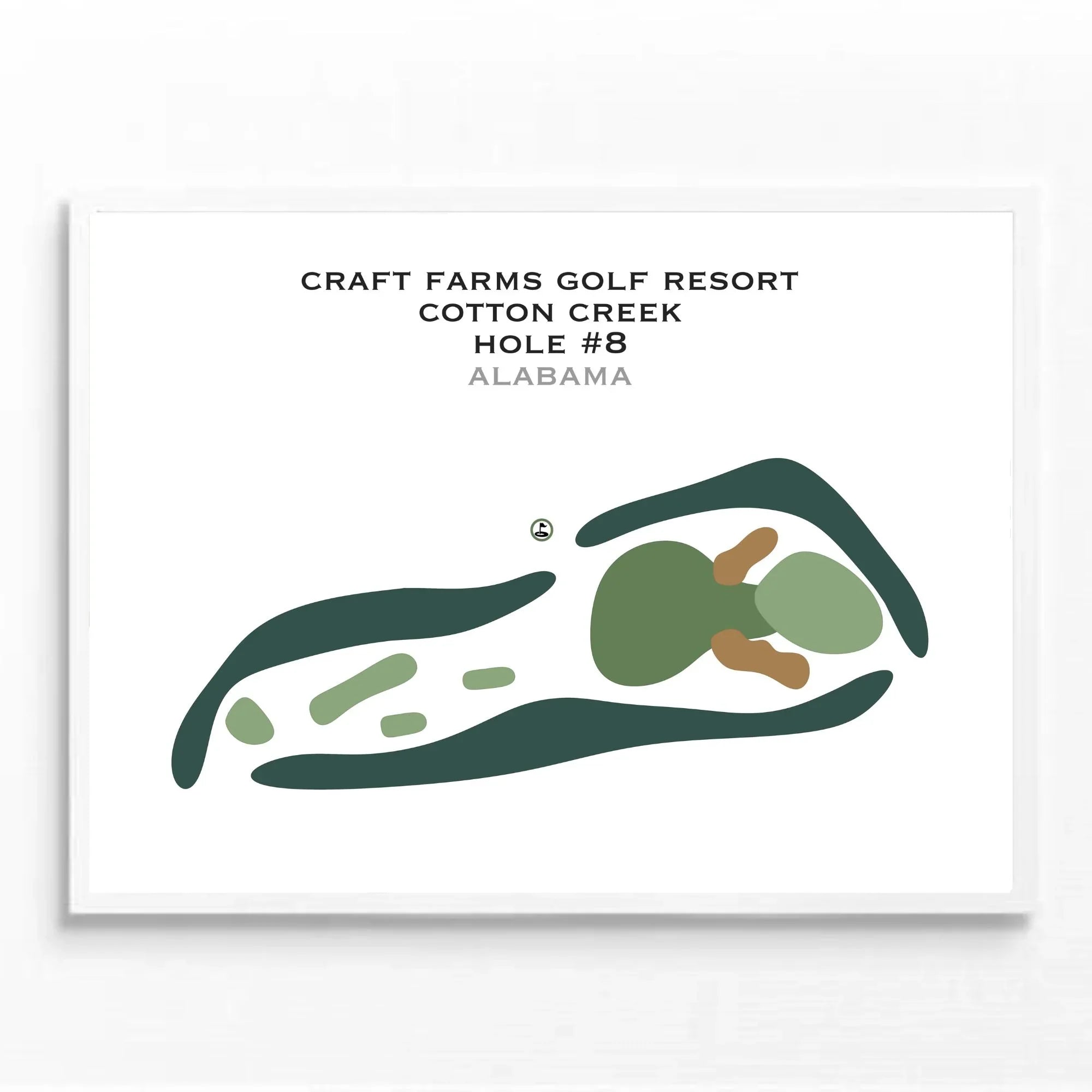 Craft Farms Golf Resort, Cotton Creek, Hole #8, Alabama - Printed Golf Course