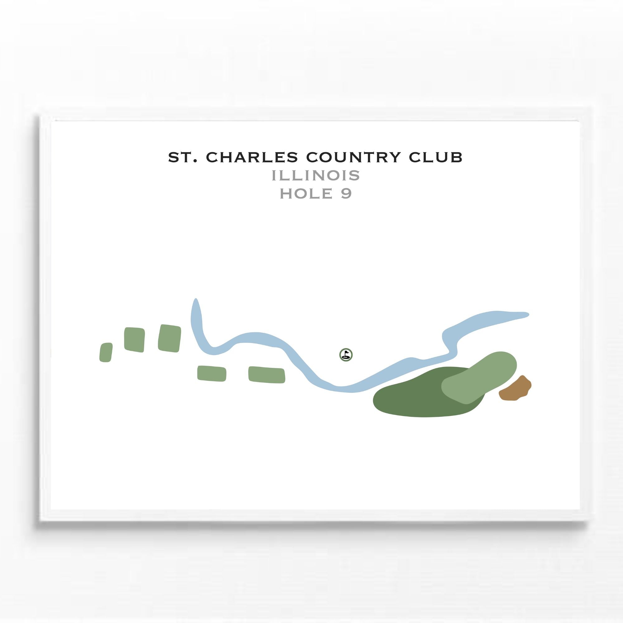 St. Charles Country Club - Hole #9, Illinois - Printed Golf Courses