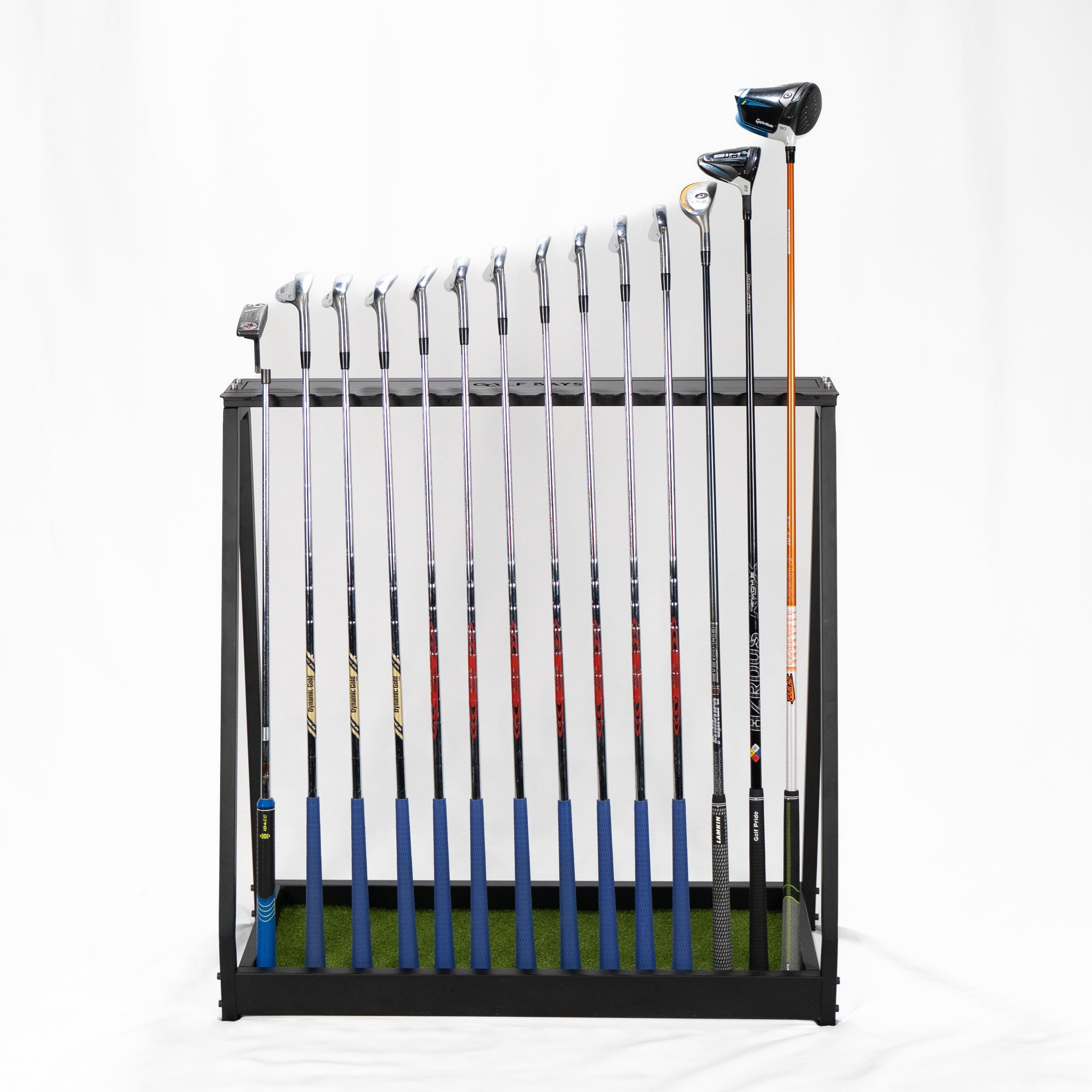 GolfBays Golf Club Storage Rack, Holds 14 Clubs, Indoor Equipment Storage Shelf