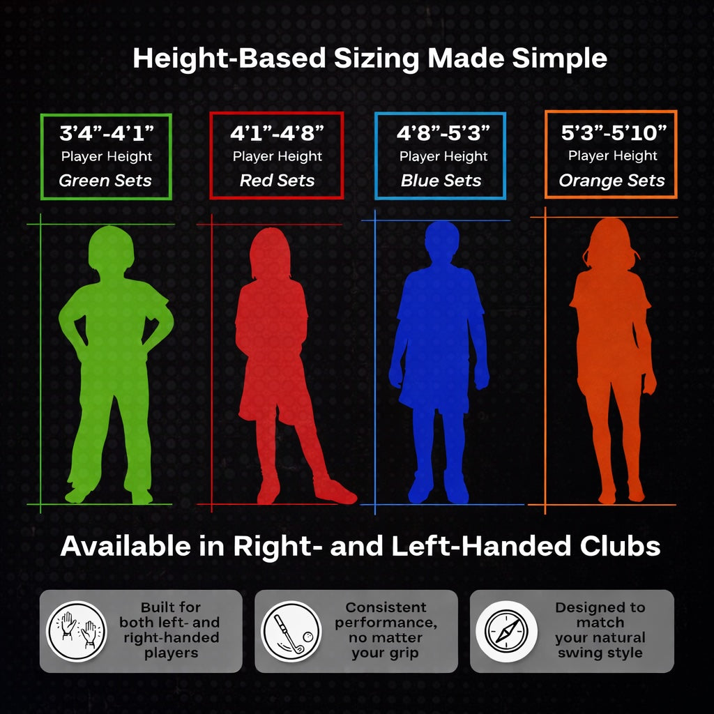 PGA TOUR® Juniors Left Handed 10 Piece Red Golf Club Set by Golfgen® for Player Heights 4'1" - 4'8" | Complete Junior Golf Club Set