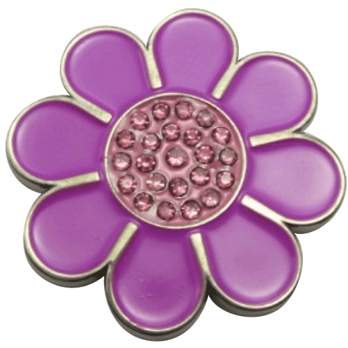 Hippie Flower Purple & Pink Crystal Ball Marker & Hat Clip by ReadyGOLF