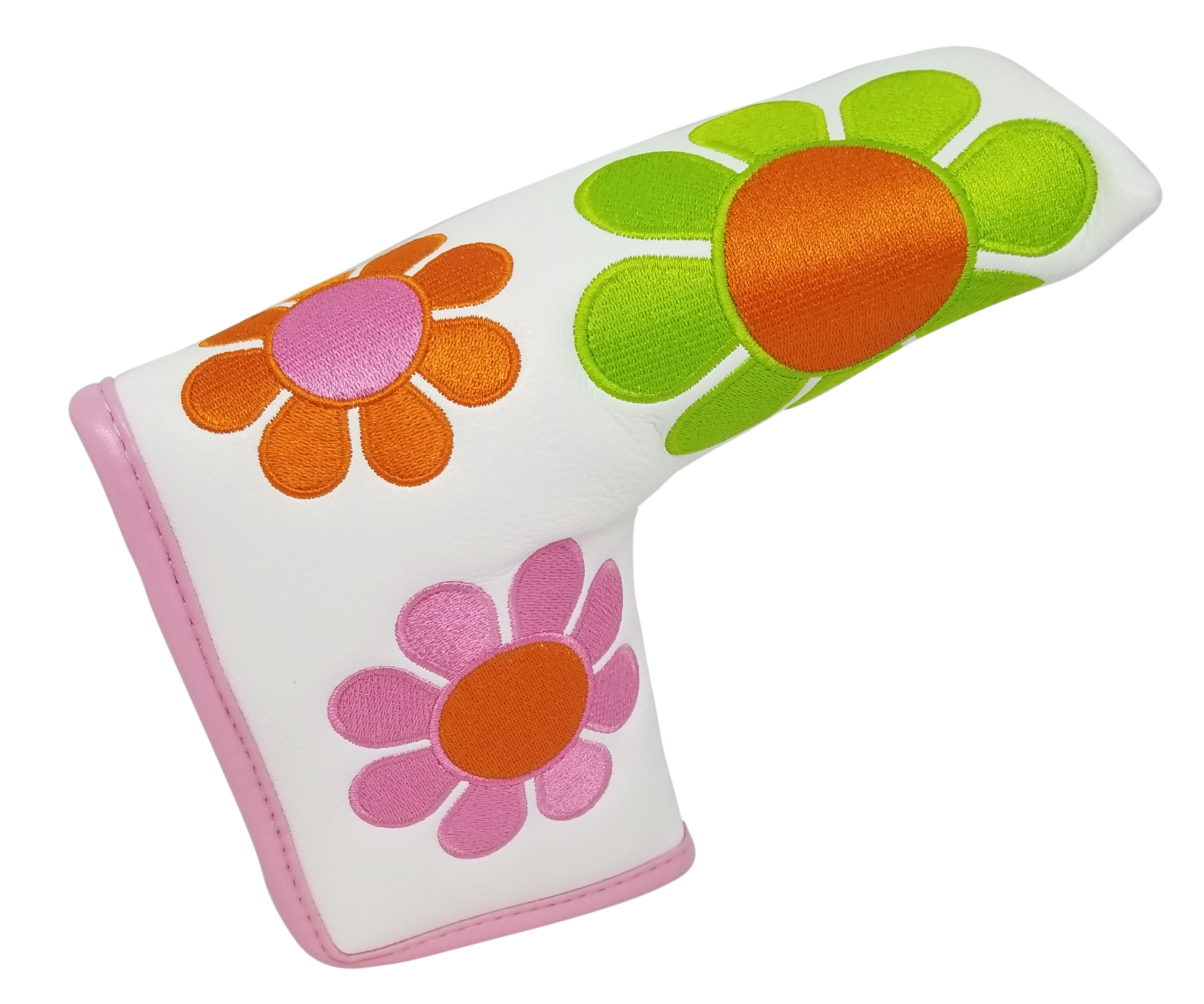 Flower Power Embroidered Blade Putter Cover (White) by ReadyGOLF