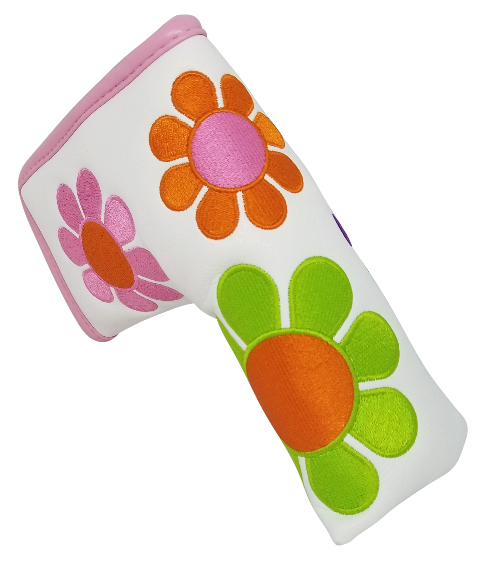 Flower Power Embroidered Blade Putter Cover (White) by ReadyGOLF