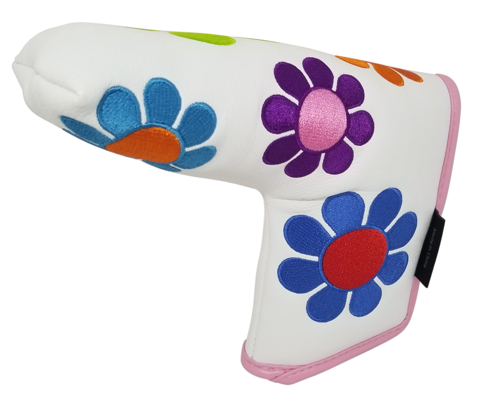 Flower Power Embroidered Blade Putter Cover (White) by ReadyGOLF