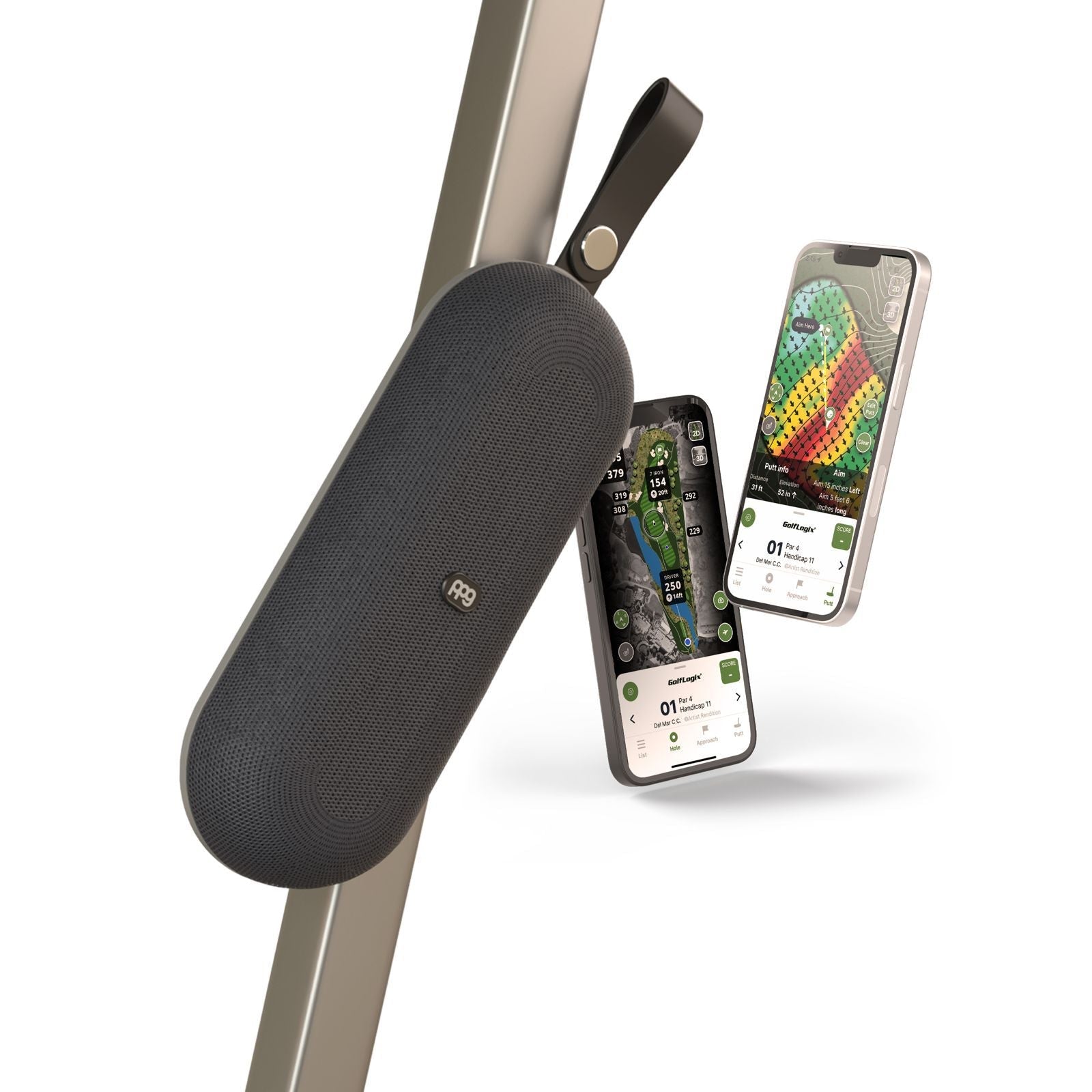 PPG A2 SLIM GPS Golf Speaker Powered by Golf Logix - Gray