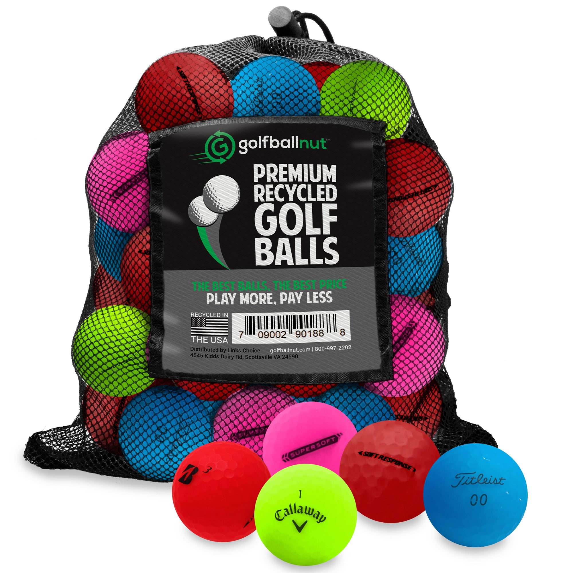 Used Premium Assorted Matte Color Mix Golf Balls - 48 Count