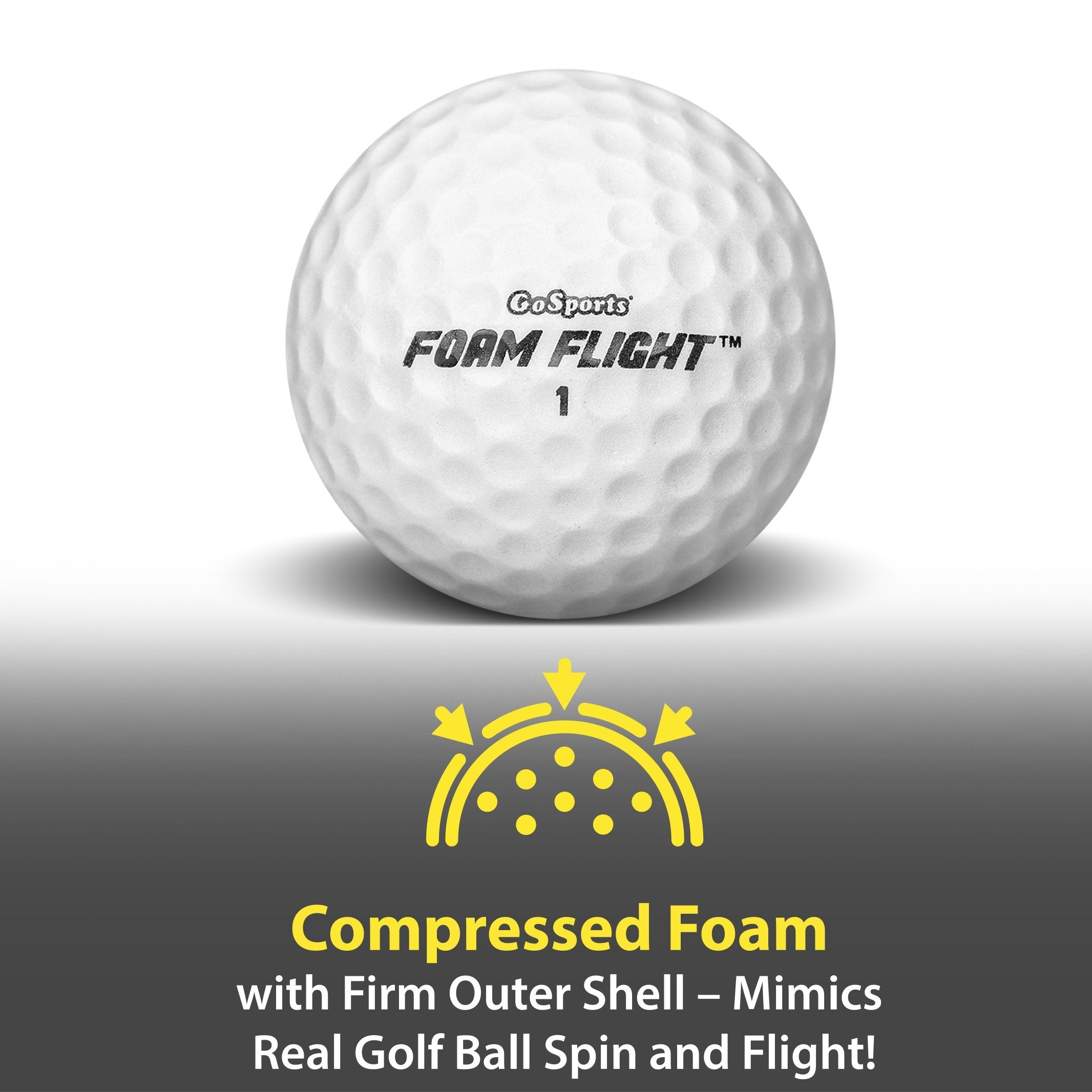 GoSports Foam Flight Practice Golf Balls - Choose White or Yellow - Pack of 24 Limited Flight Training Balls