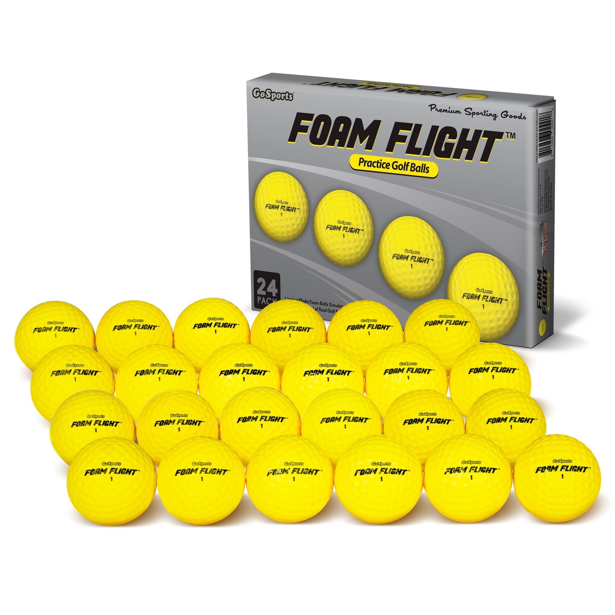 GoSports Foam Flight Practice Golf Balls - Choose White or Yellow - Pack of 24 Limited Flight Training Balls