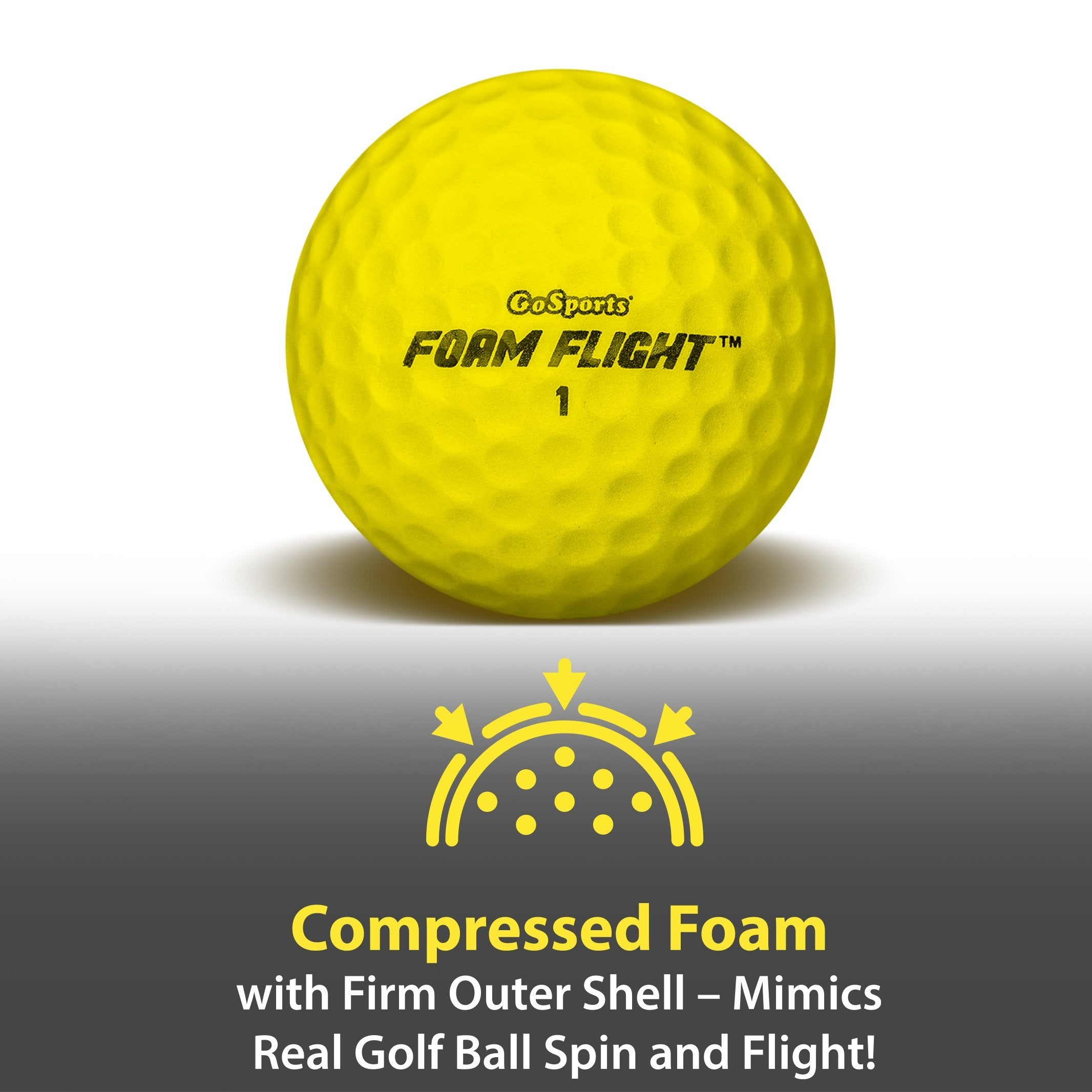 GoSports Foam Flight Practice Golf Balls - Choose White or Yellow - Pack of 24 Limited Flight Training Balls
