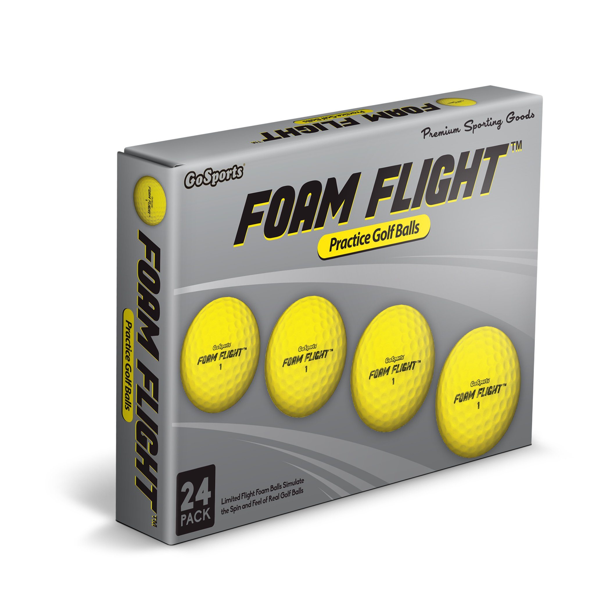 GoSports Foam Flight Practice Golf Balls - Choose White or Yellow - Pack of 24 Limited Flight Training Balls