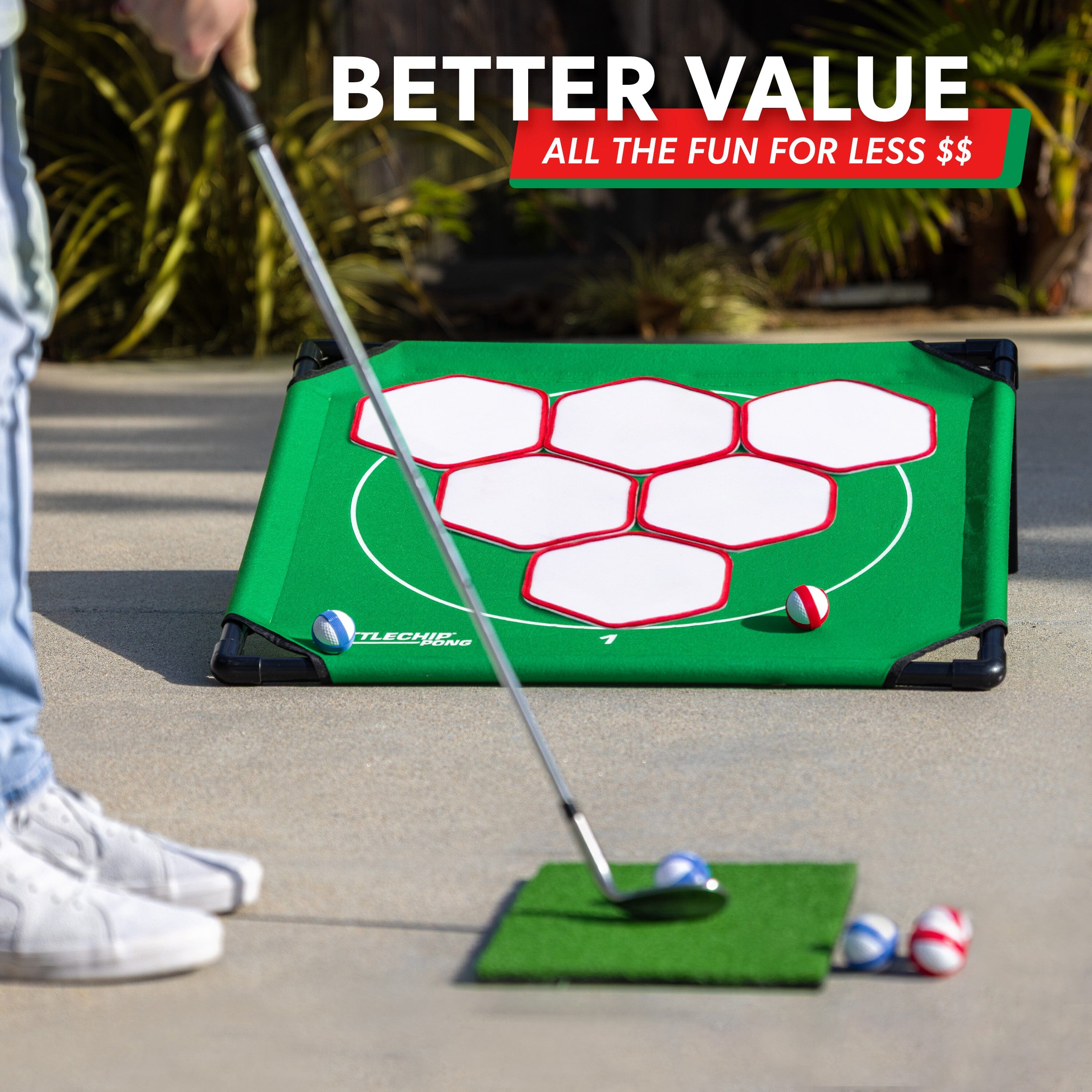 GoSports BattleChip Pong Chipping Golf Games For Adults and Families - Outdoor & Indoor Golf Game Set - Home, Backyard, Lawn, Beach, & More - 1 Board