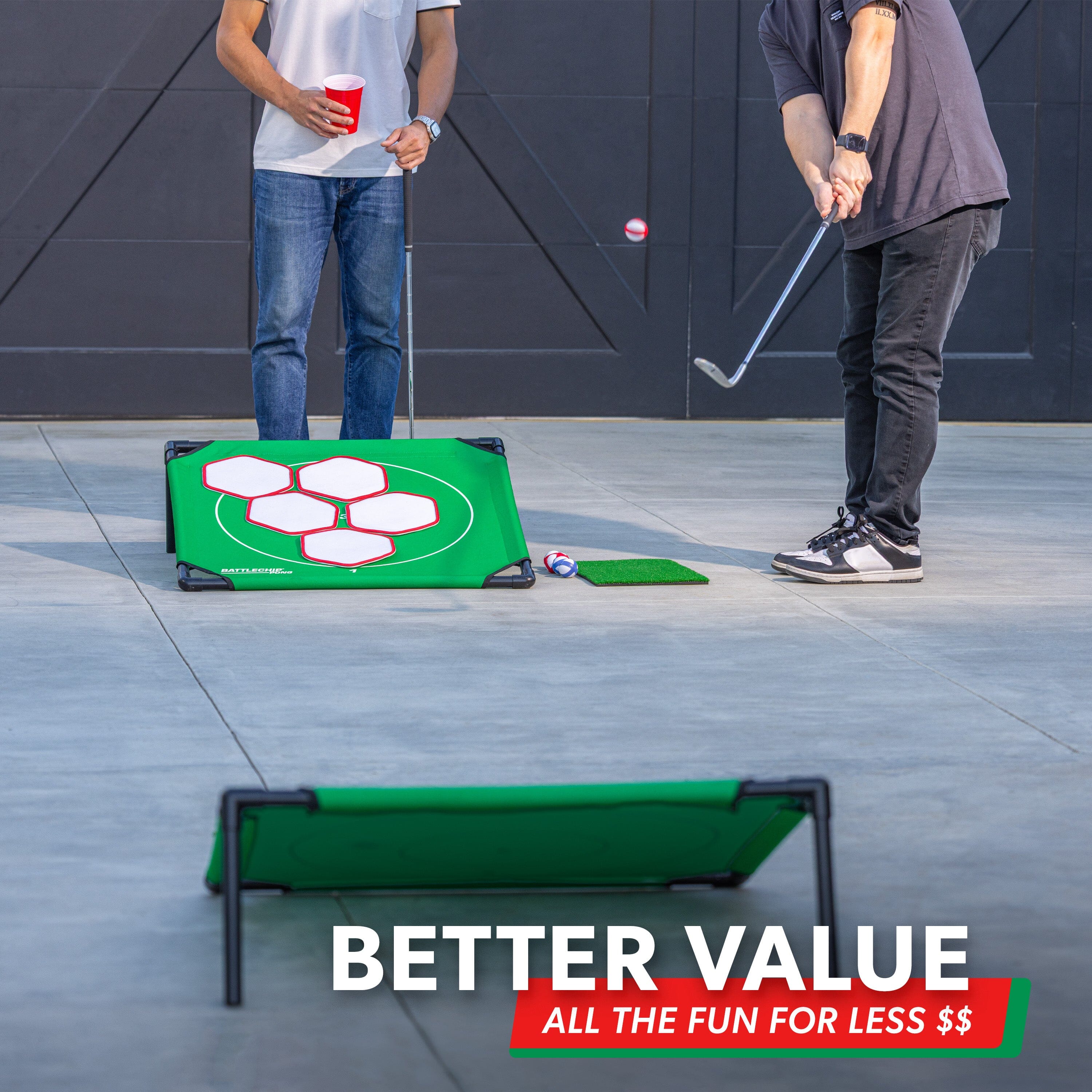 GoSports BattleChip Pong Chipping Golf Games For Adults and Families - Outdoor & Indoor Golf Game Set - Home, Backyard, Lawn, Beach, & More - 1 Board