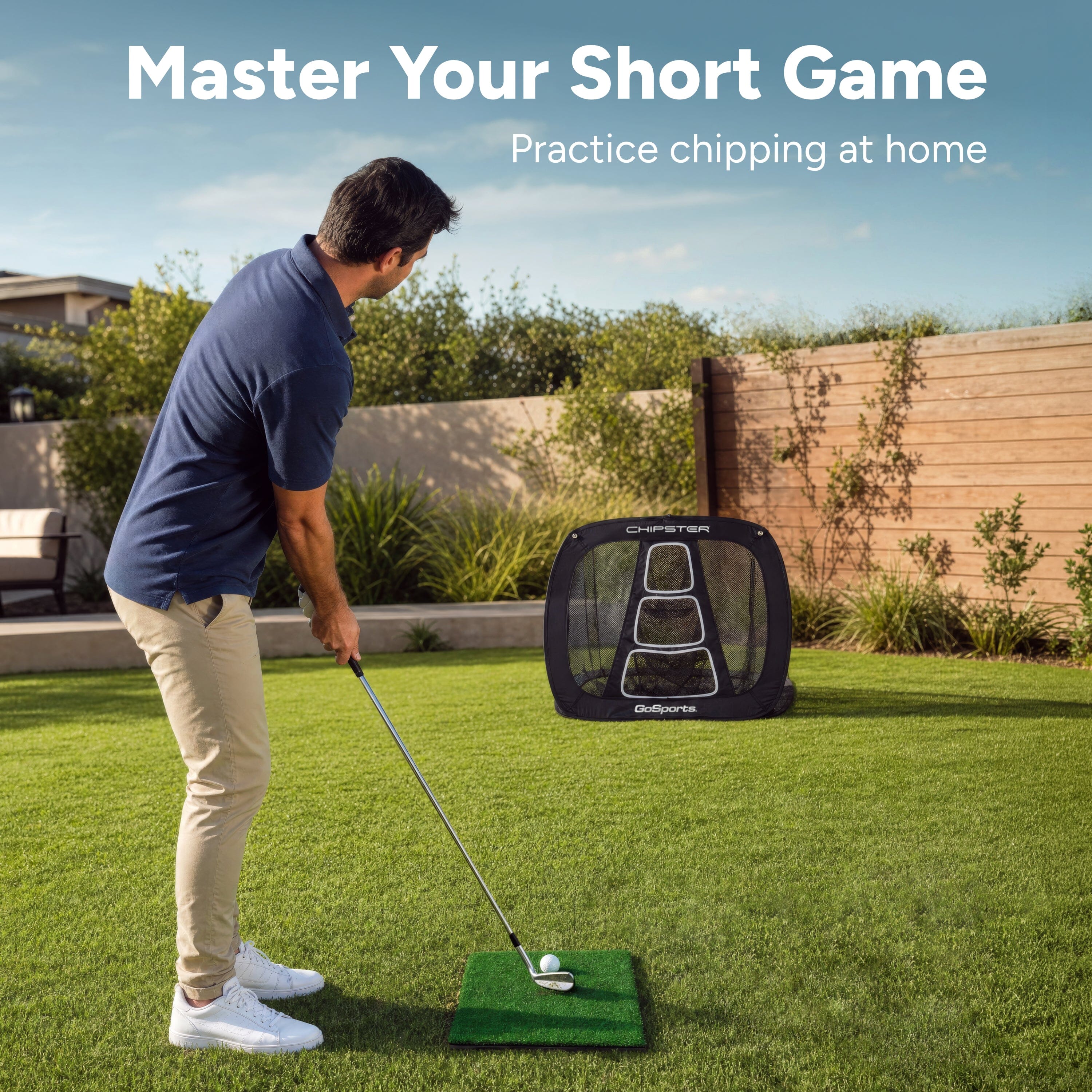 GoSports Chipster PRO Golf Chipping Net - Portable Outdoor & Indoor Golf Practice Target with Hitting Mat and 4 Foam Balls - Best Gifts for Golfers - Black