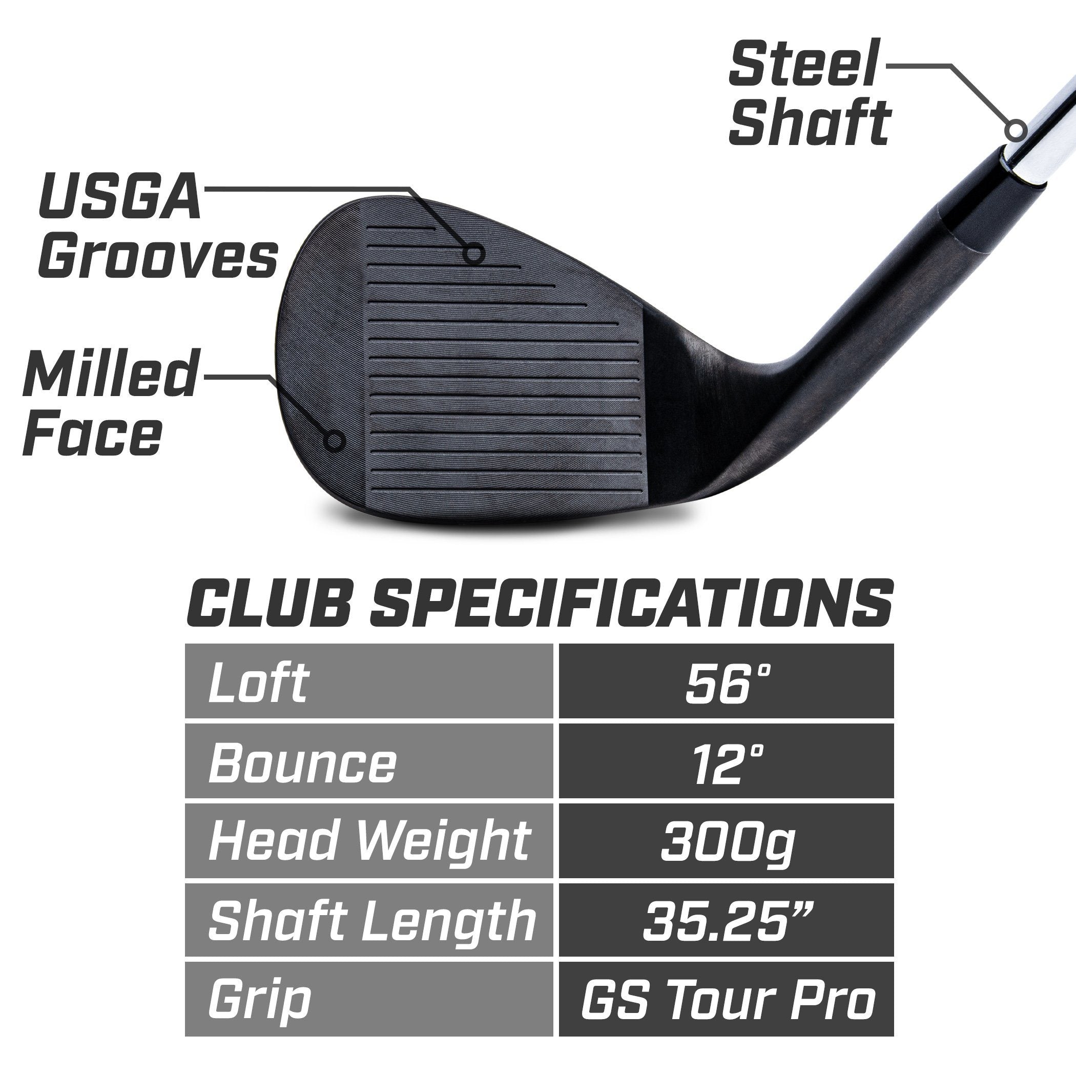 GoSports Tour Pro Golf Wedge - 56 Degree Black