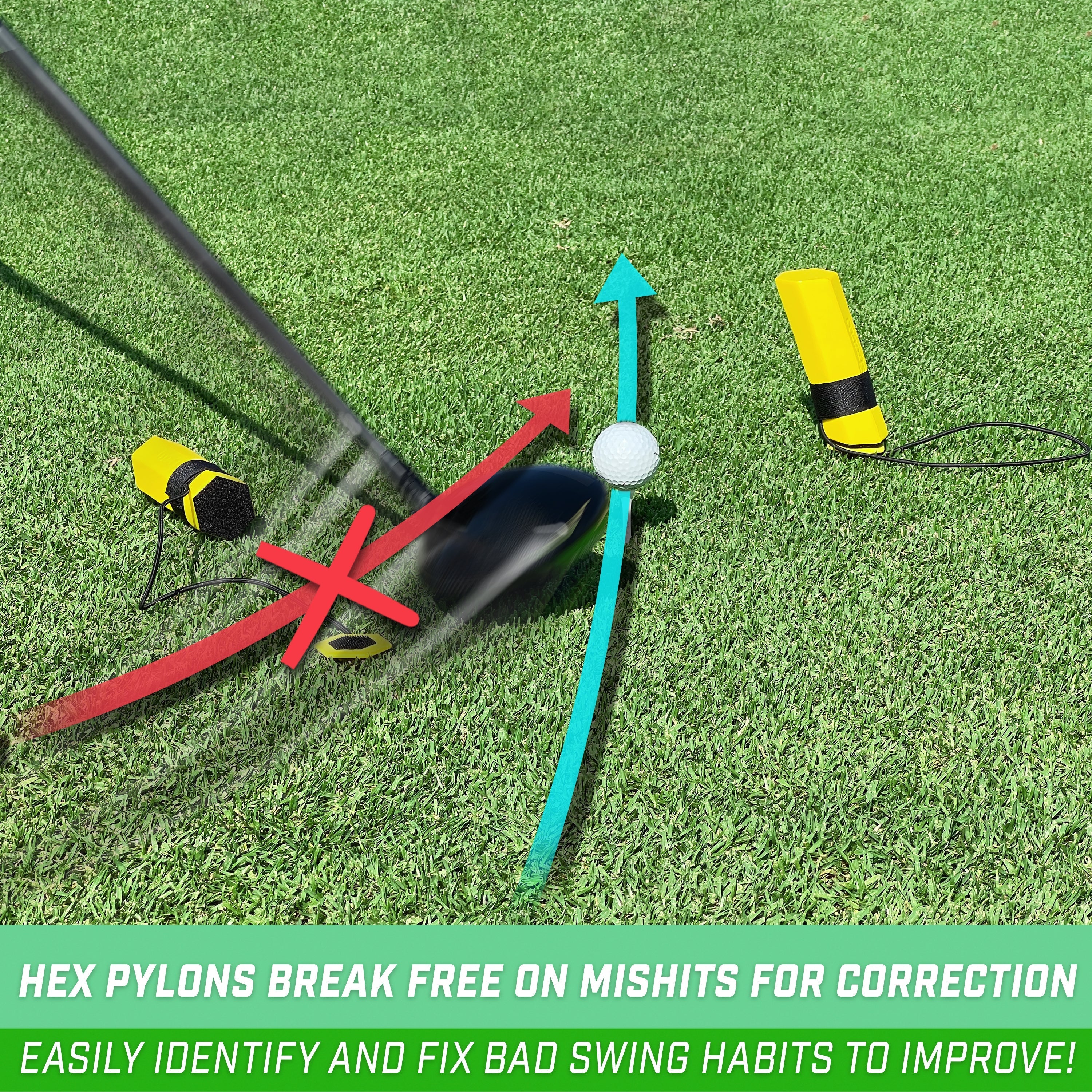 GoSports Golf HEX TRACK Swing Path Training Pylons