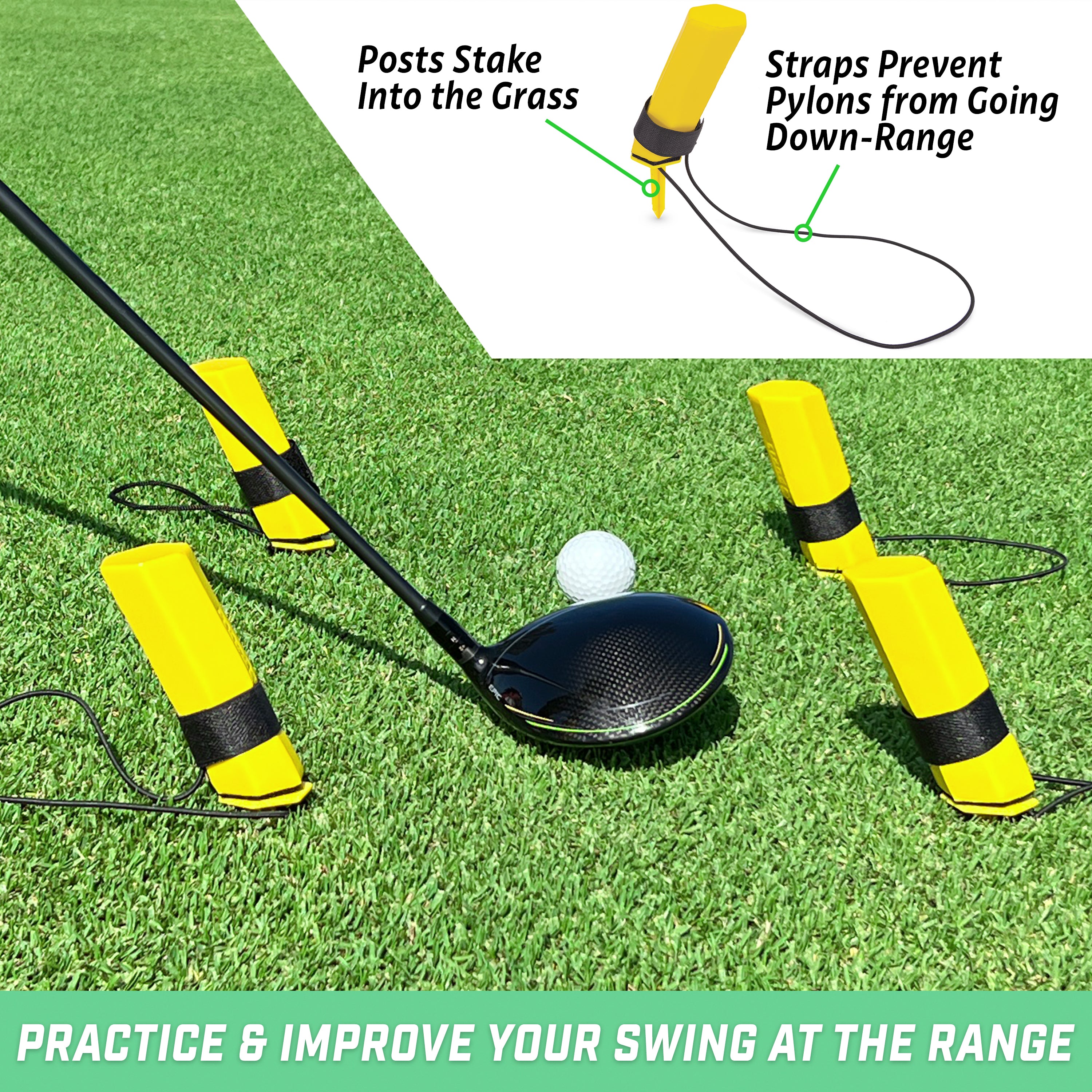 GoSports Golf HEX TRACK Swing Path Training Pylons