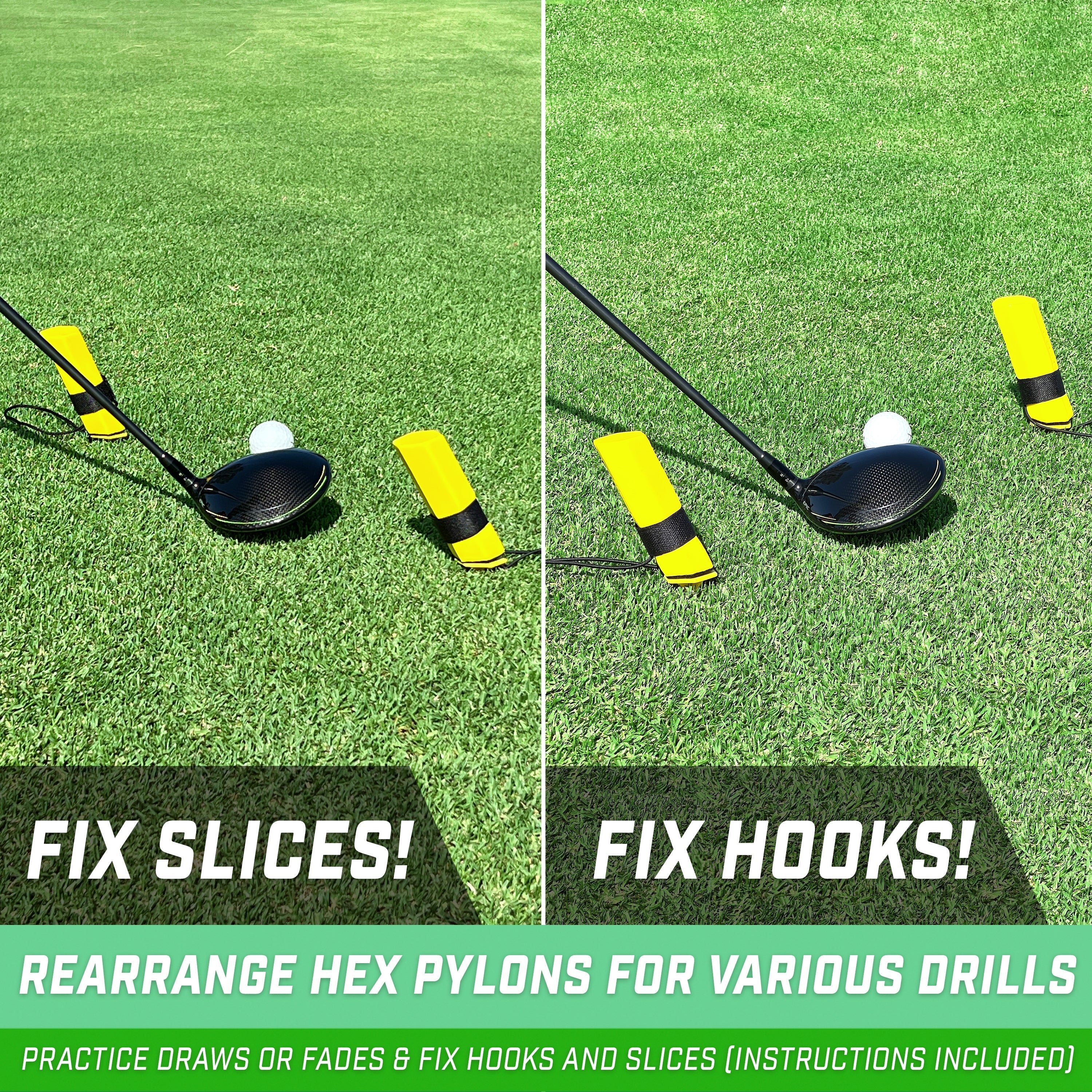 GoSports Golf HEX TRACK Swing Path Training Pylons