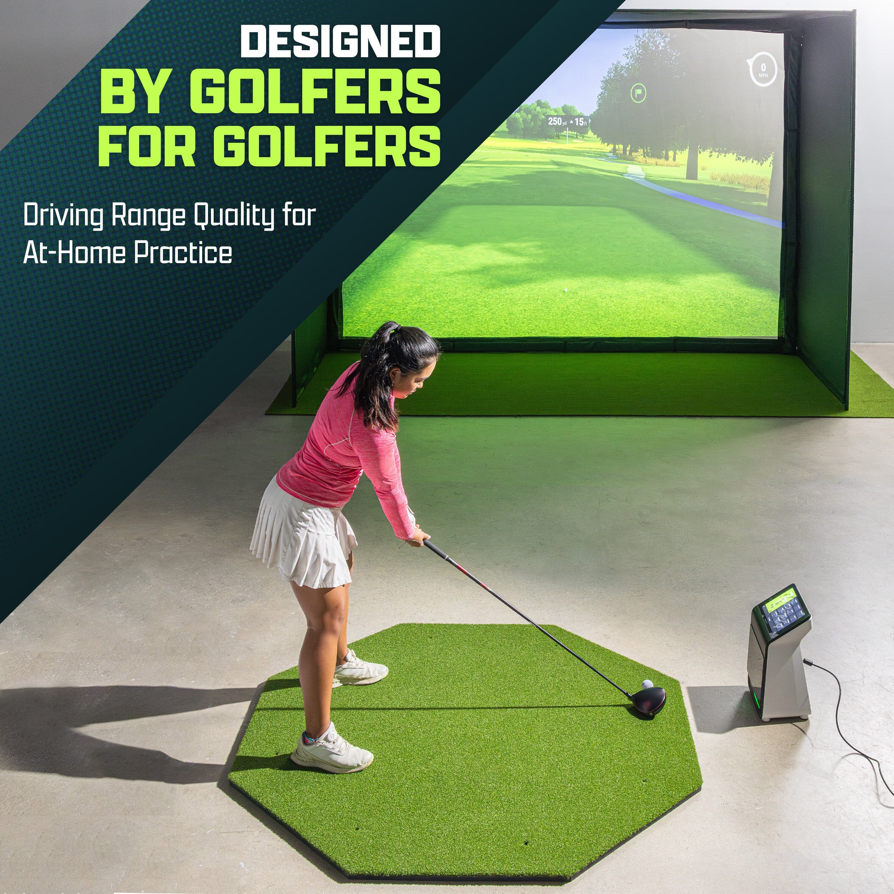 GoSports Golf Hitting Mat - PRO 5 x 5 ft Octagon - 15 mm