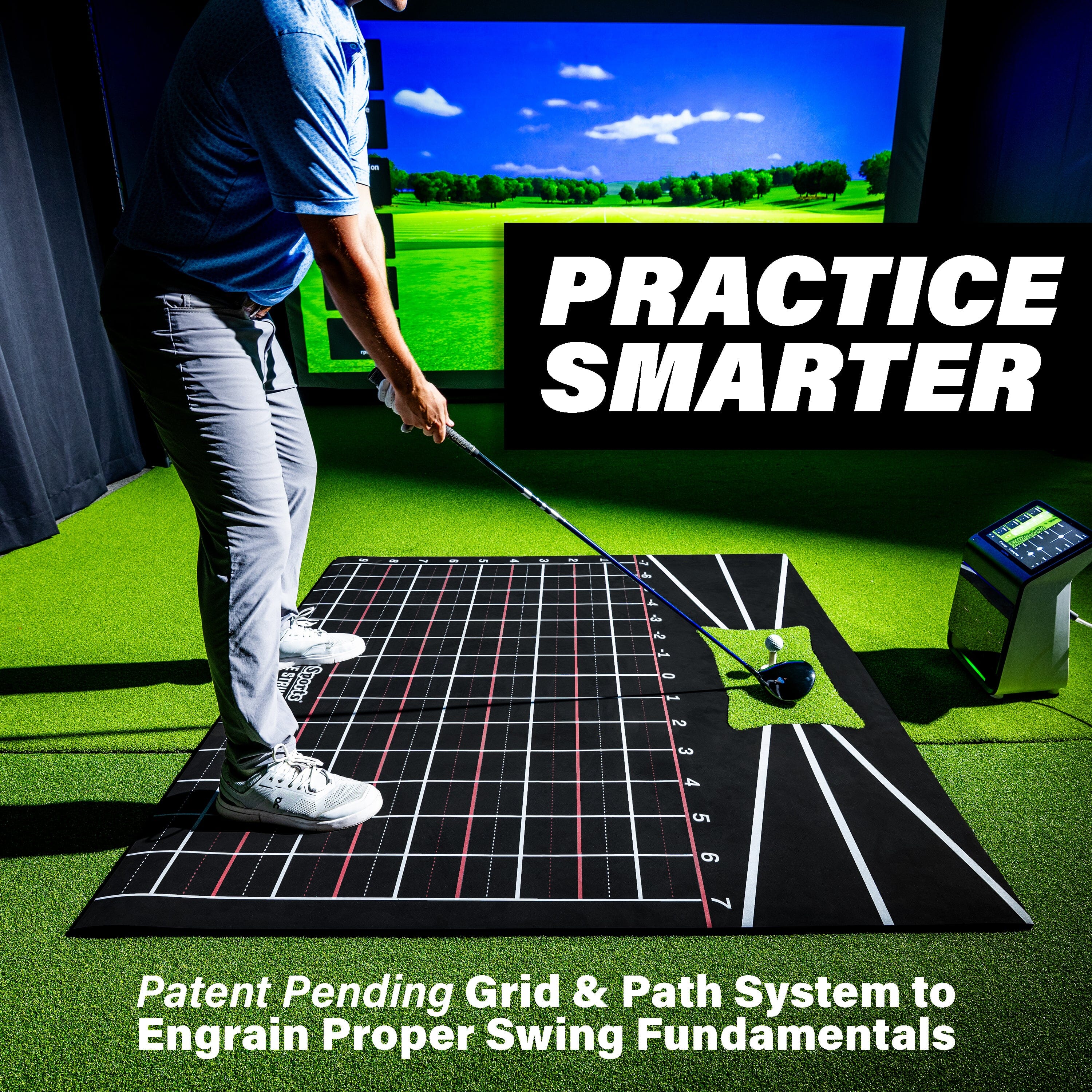 GoSports 5 x 5 Golf Hitting Mat - Fix Slices & Hooks - Stance Mat for Indoor & Outdoor Practice