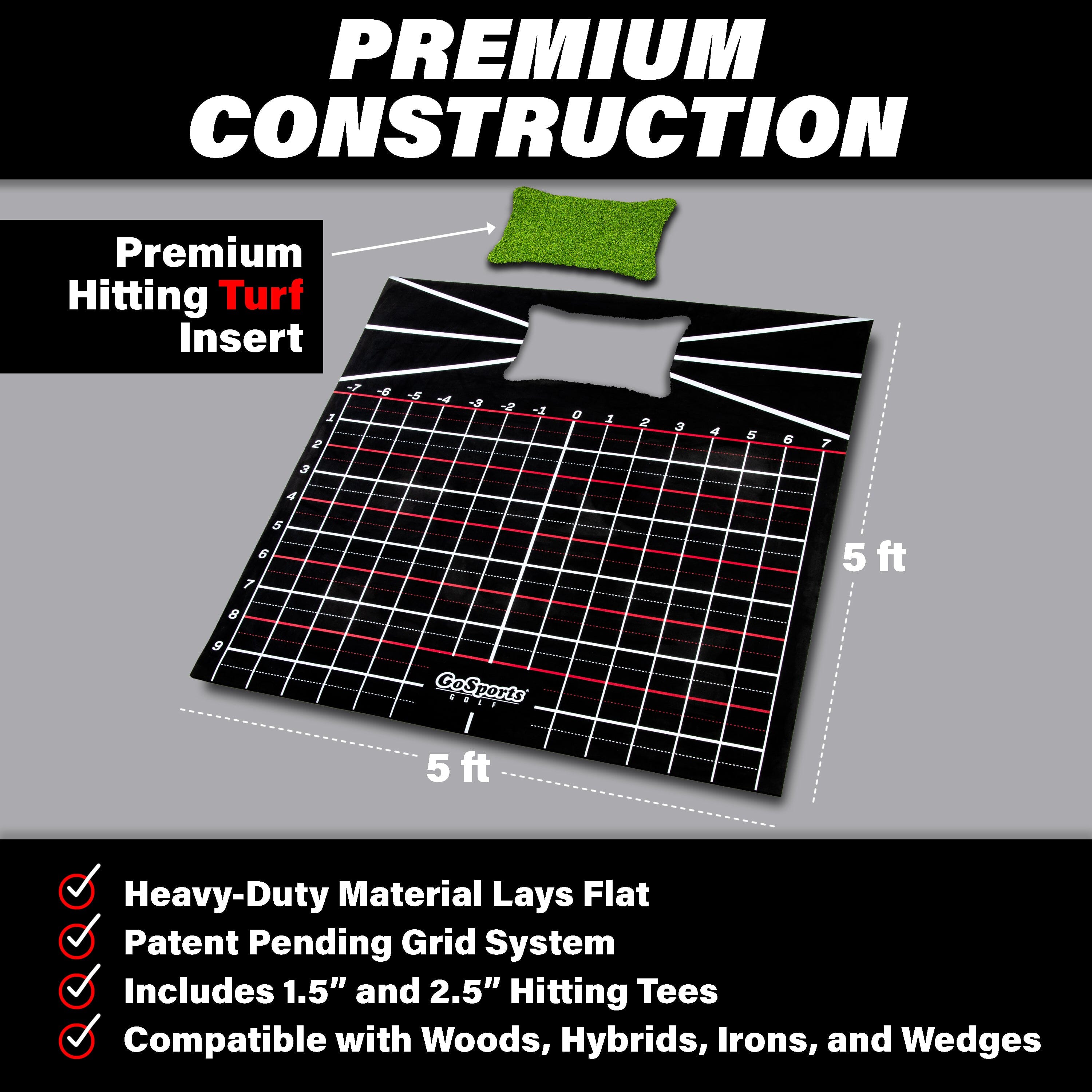 GoSports 5 x 5 Golf Hitting Mat - Fix Slices & Hooks - Stance Mat for Indoor & Outdoor Practice