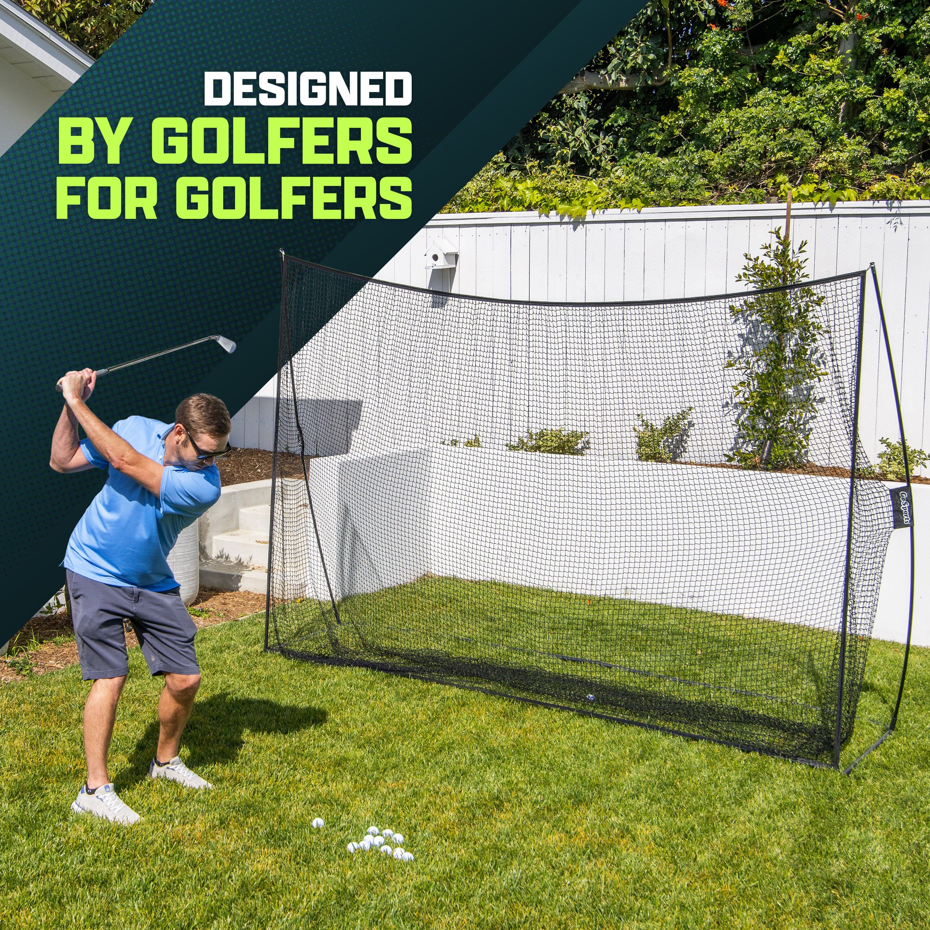 GoSports 10 ft x 7 ft Golf Practice Hitting Net Portable Training Net for Home & Range