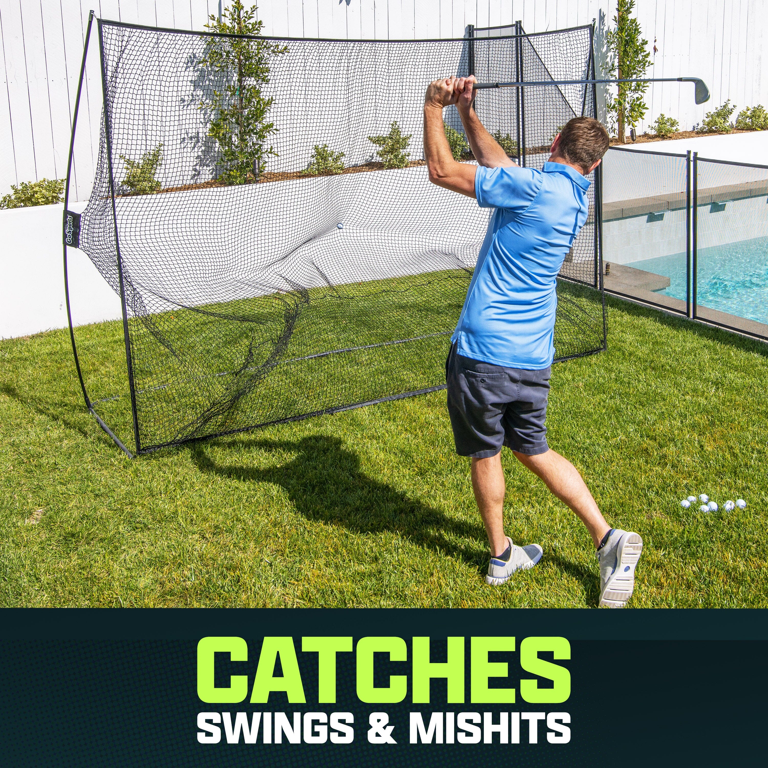 GoSports 10 ft x 7 ft Golf Practice Hitting Net Portable Training Net for Home & Range