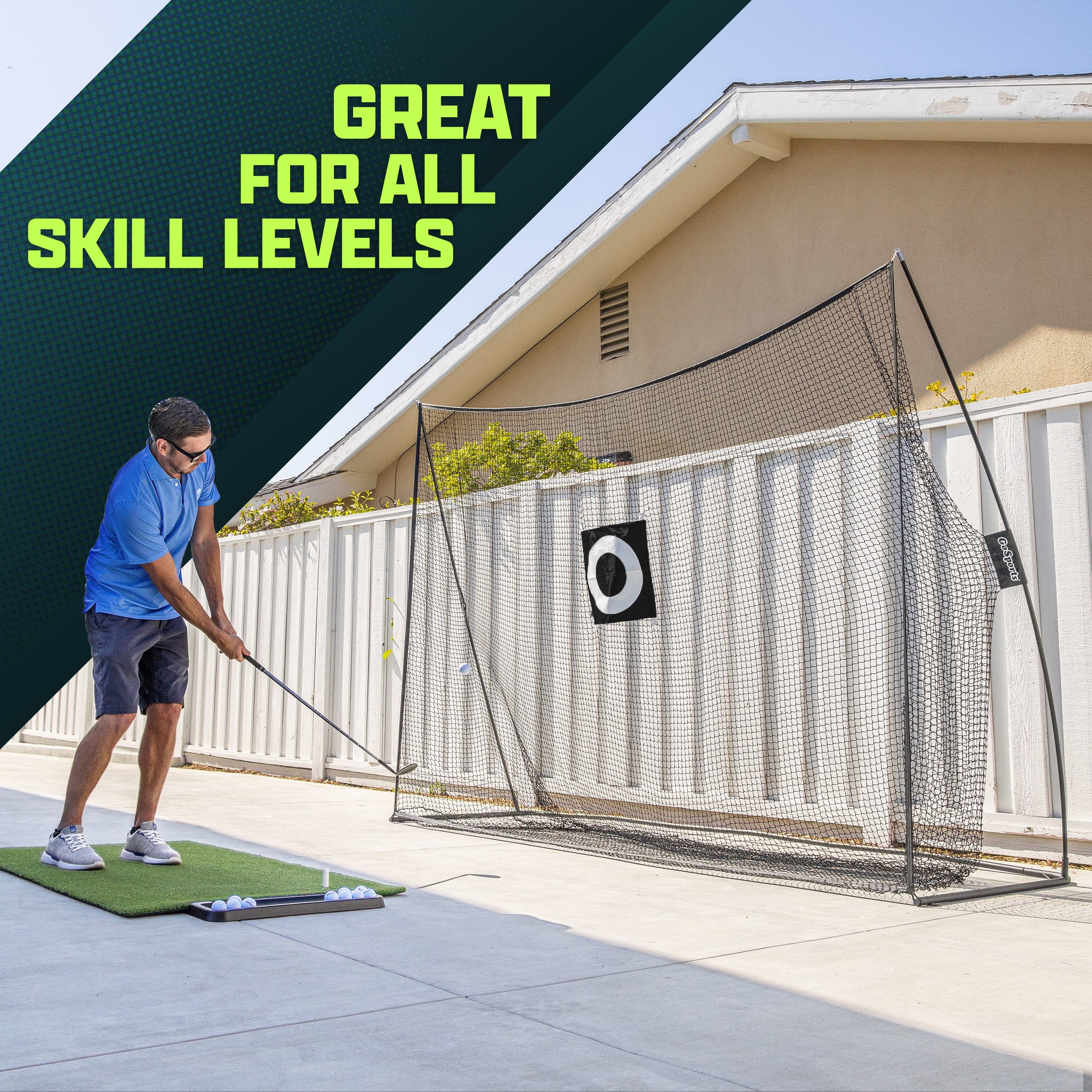 GoSports 10 ft x 7 ft Golf Practice Hitting Net Portable Training Net for Home & Range