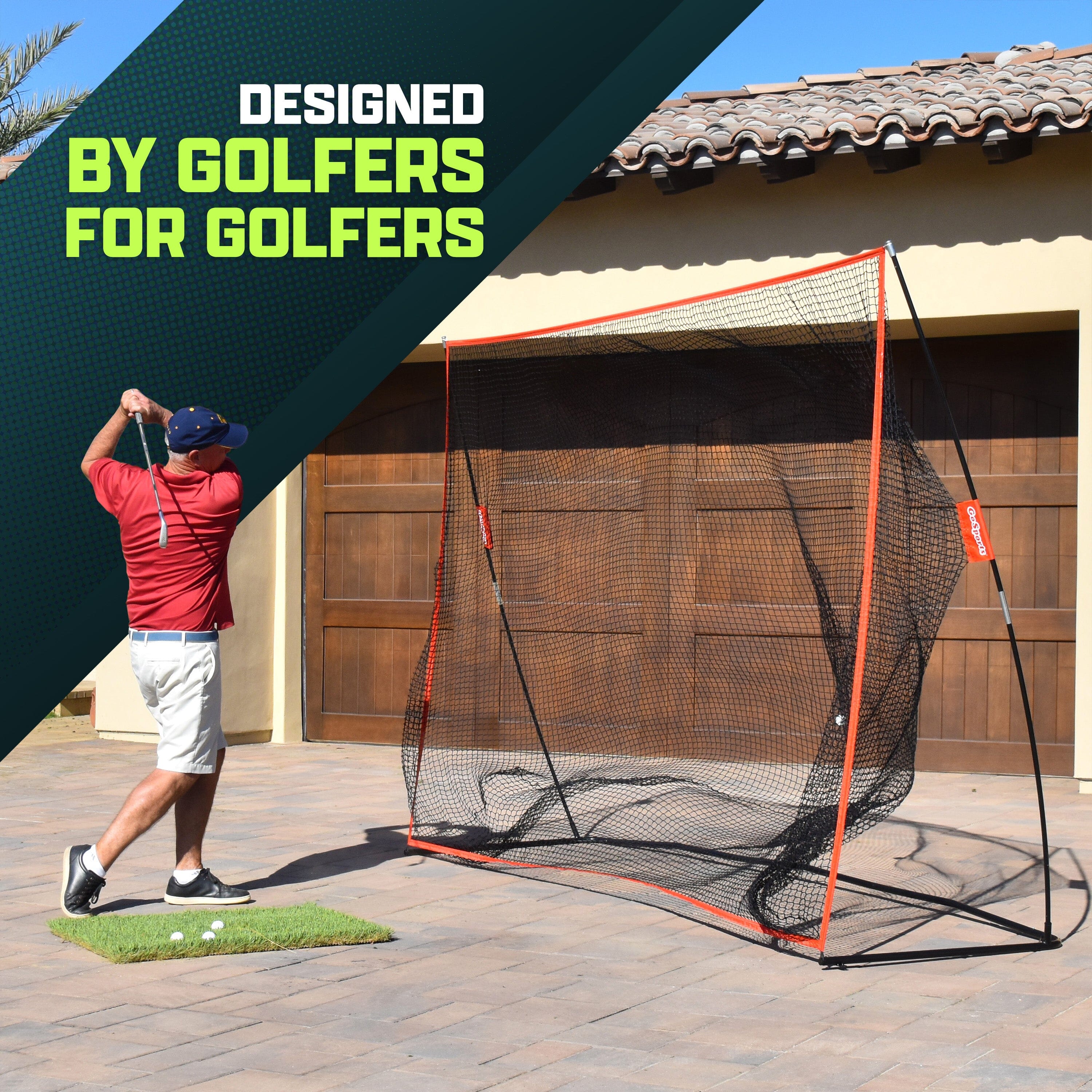 GoSports 10 ft x 7 ft Golf Practice Hitting Net Portable Training Net for Home & Range