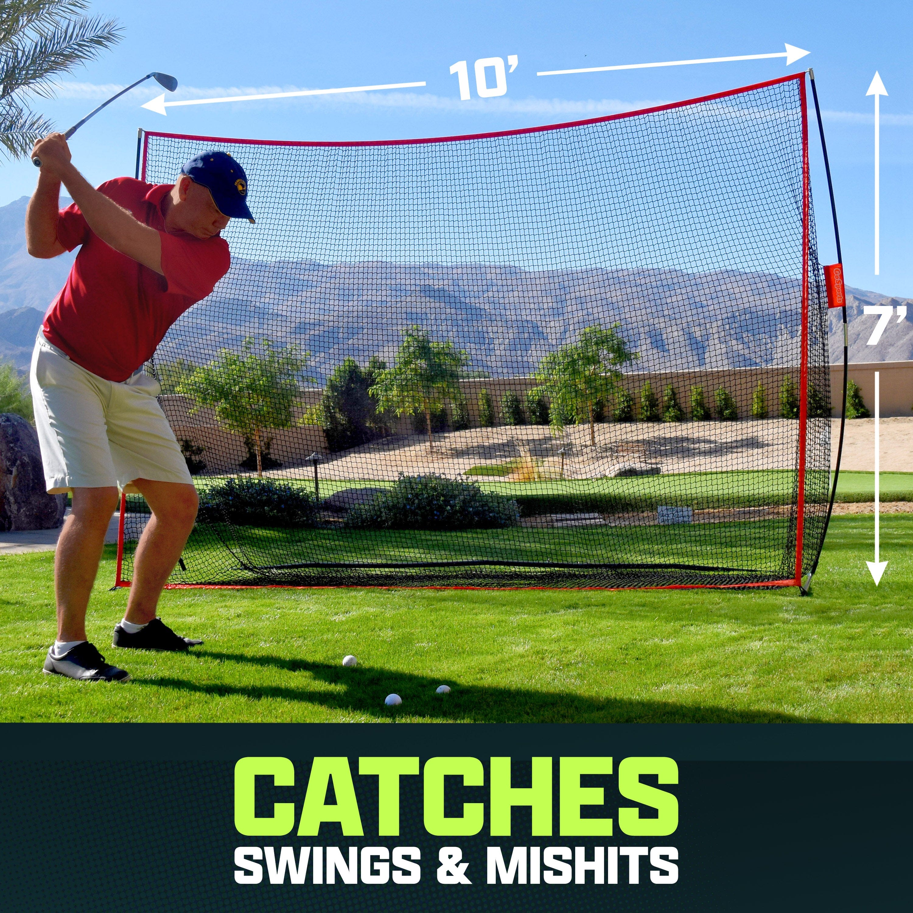 GoSports 10 ft x 7 ft Golf Practice Hitting Net Portable Training Net for Home & Range